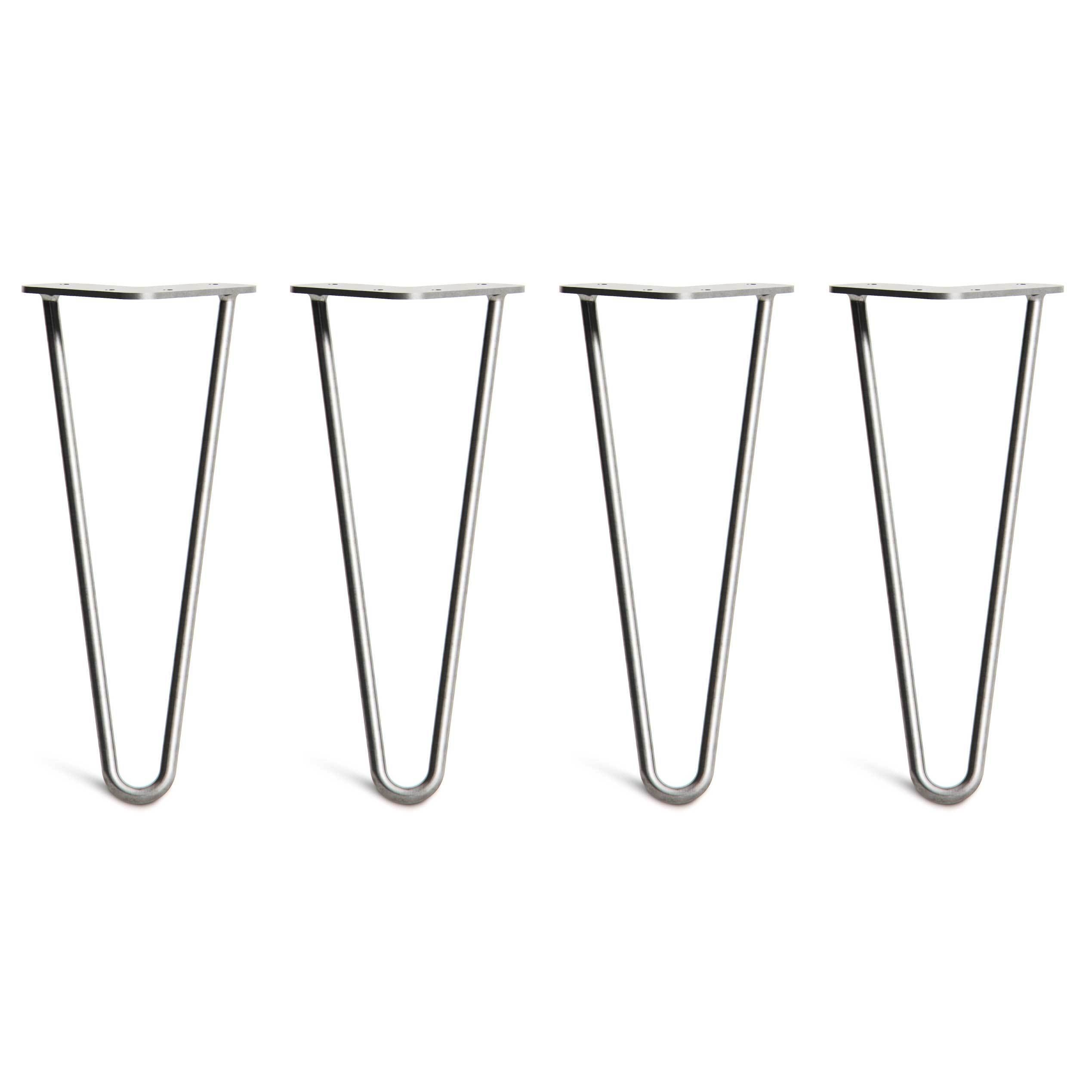 Low Coffee Table Hairpin Legs – Steel – Silver – 30cm – 2 Rod Design – Clear Coat – 10mm – Classic – Pack Of 4 – The Hairpin Leg Company