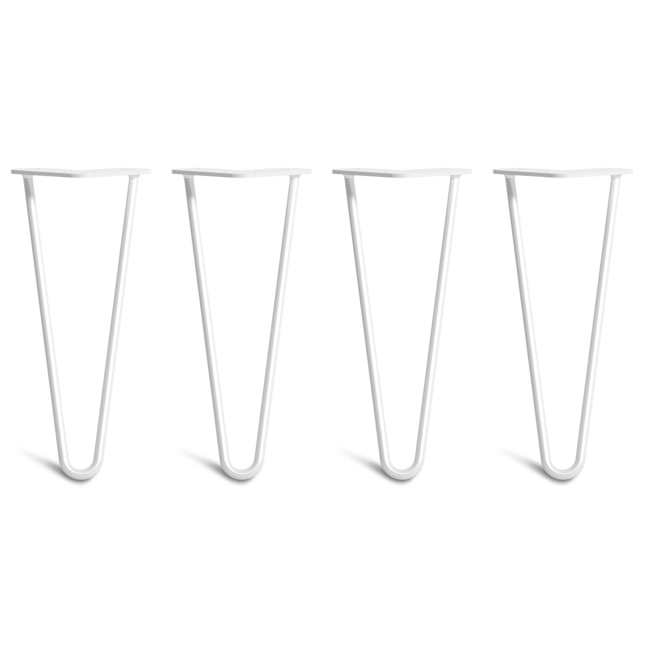 Low Coffee Table Hairpin Legs – Steel – White – 30cm – 2 Rod Design – 10mm – Classic – Pack Of 4 – The Hairpin Leg Company