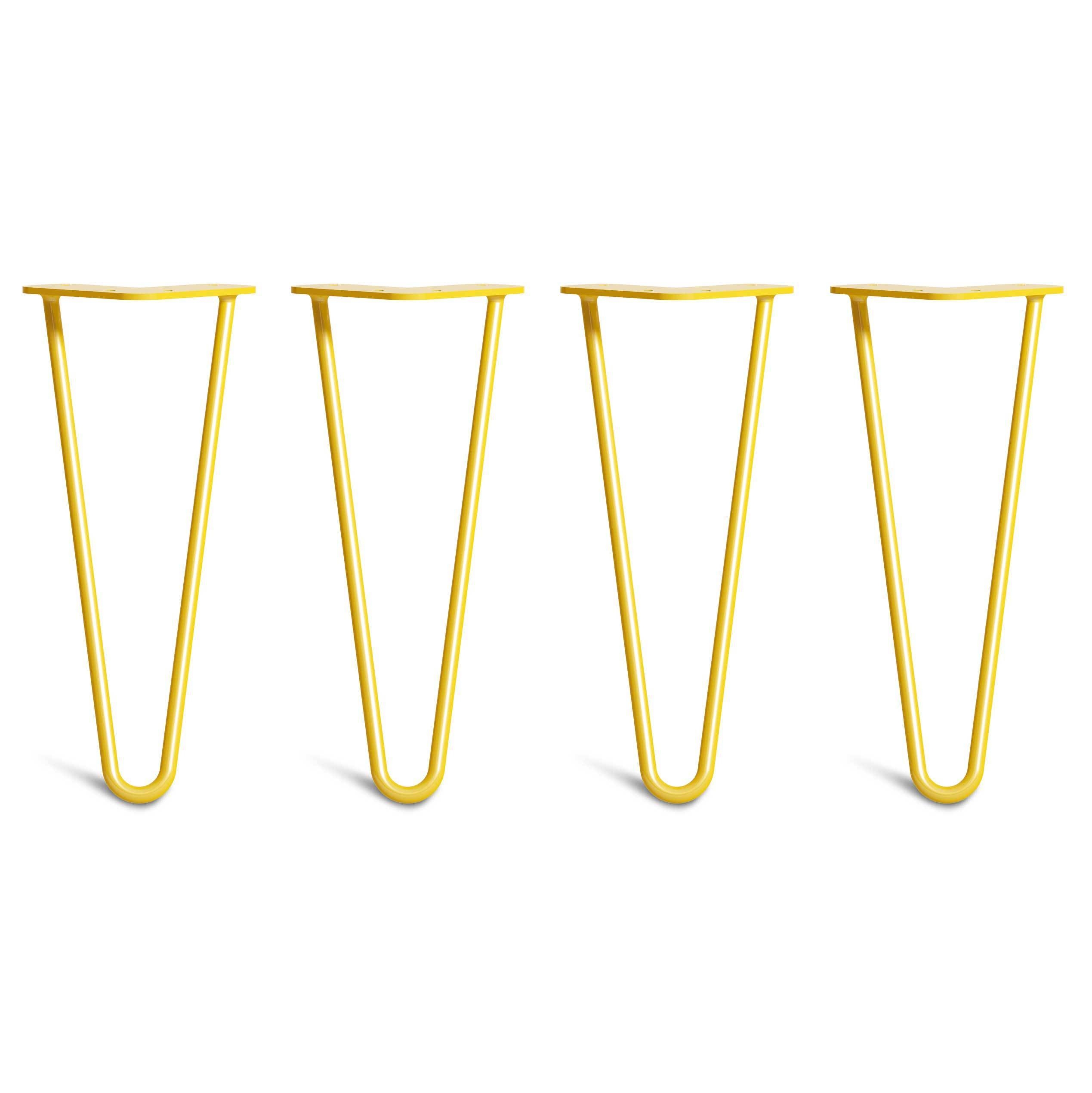 Low Coffee Table Hairpin Legs – Steel – Yellow – 30cm – 2 Rod Design – 10mm – Classic – Pack Of 4 – The Hairpin Leg Company