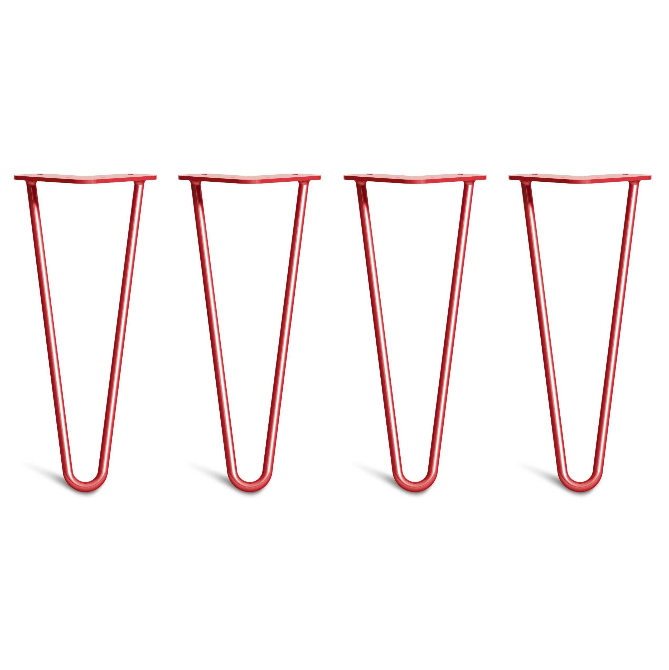Low Coffee Table Hairpin Legs – Steel – Red – 30cm – 2 Rod Design – 10mm – Classic – Pack Of 4 – The Hairpin Leg Company