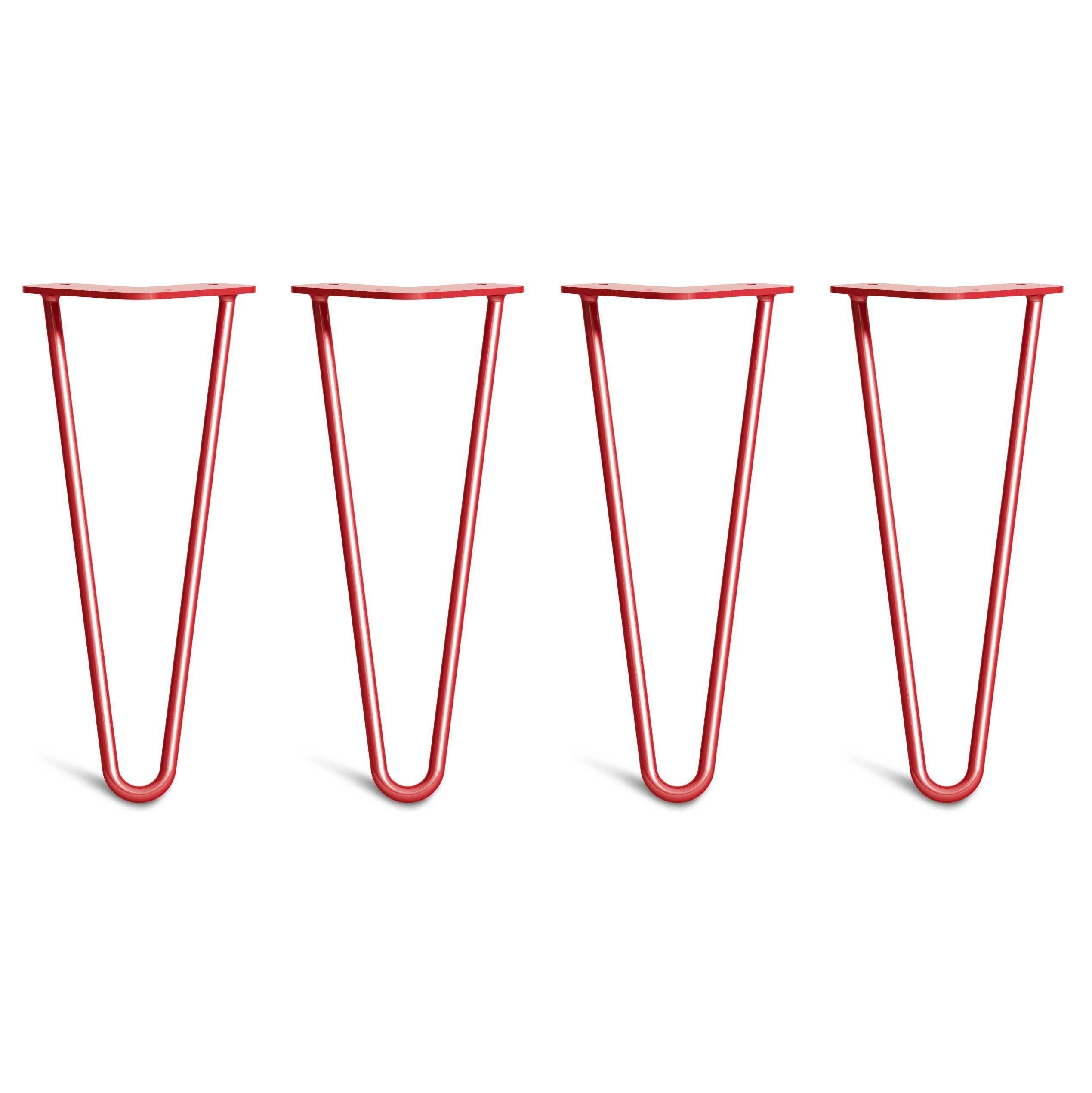 Low Coffee Table Hairpin Legs – Steel – Red – 30cm – 2 Rod Design – 10mm – Classic – Pack Of 4 – The Hairpin Leg Company
