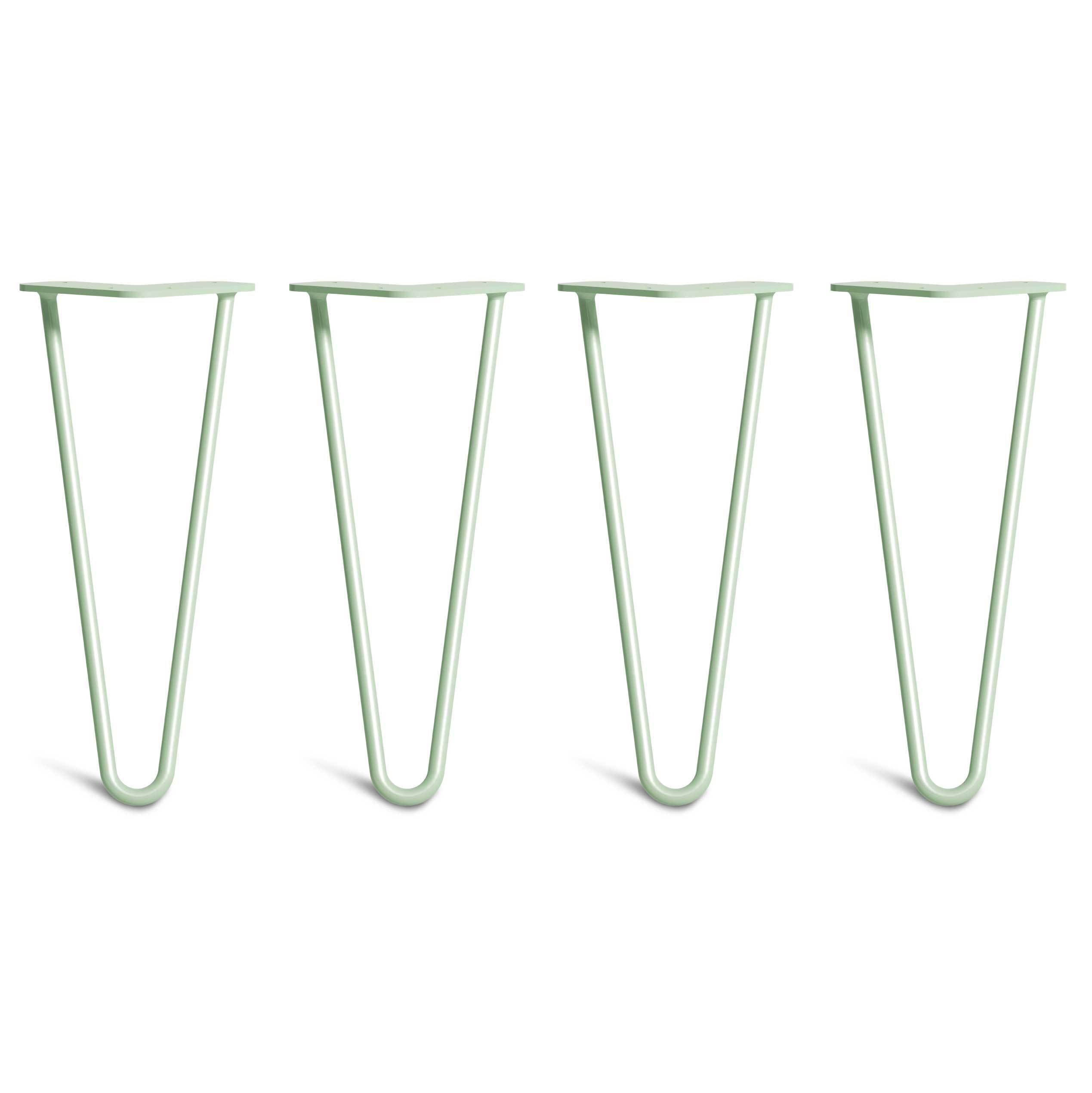 Low Coffee Table Hairpin Legs – Steel – Pastel Green – 30cm – 2 Rod Design – 10mm – Classic – Pack Of 4 – The Hairpin Leg Company