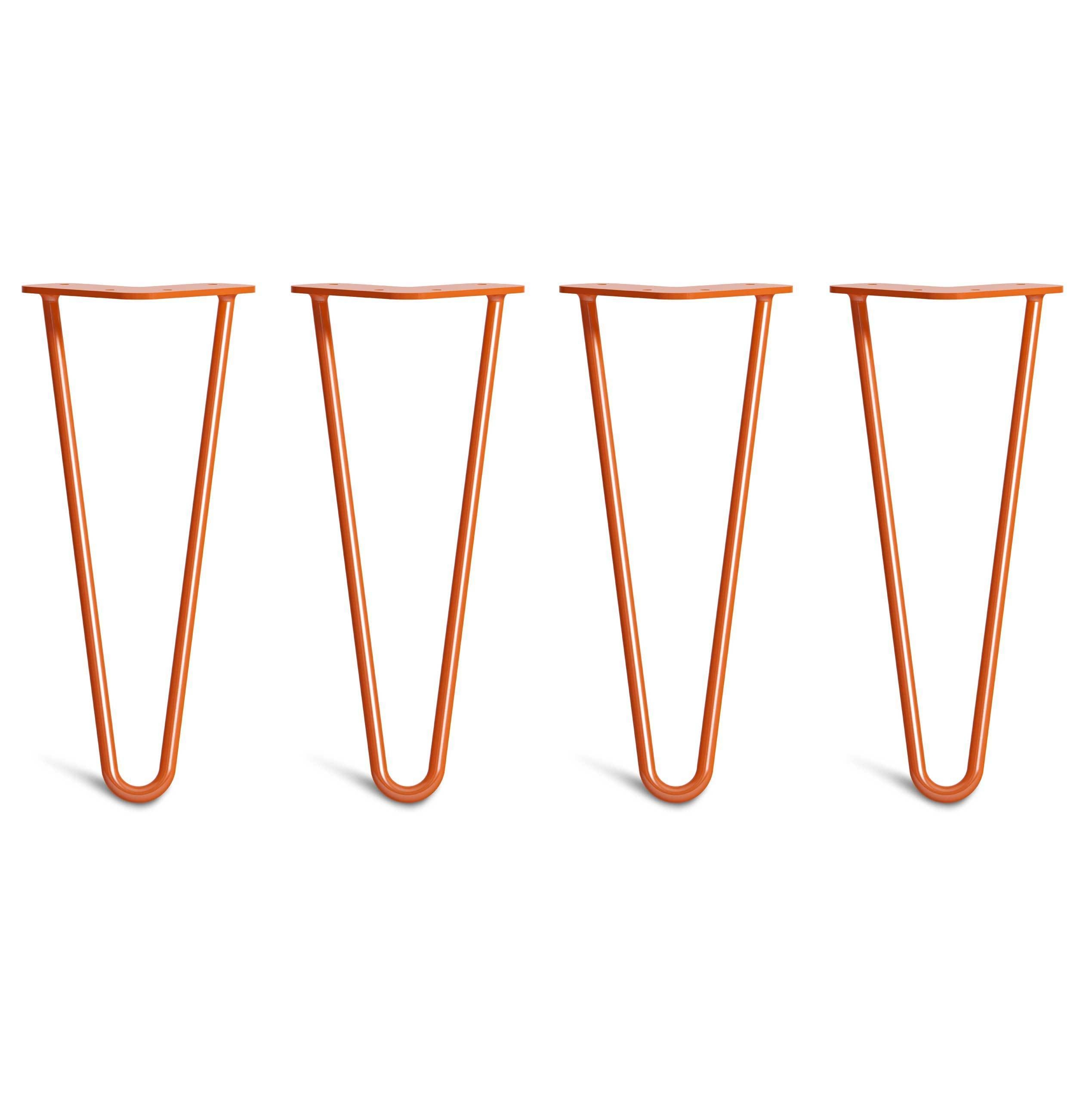 Low Coffee Table Hairpin Legs – Steel – Orange – 30cm – 2 Rod Design – 10mm – Classic – Pack Of 4 – The Hairpin Leg Company
