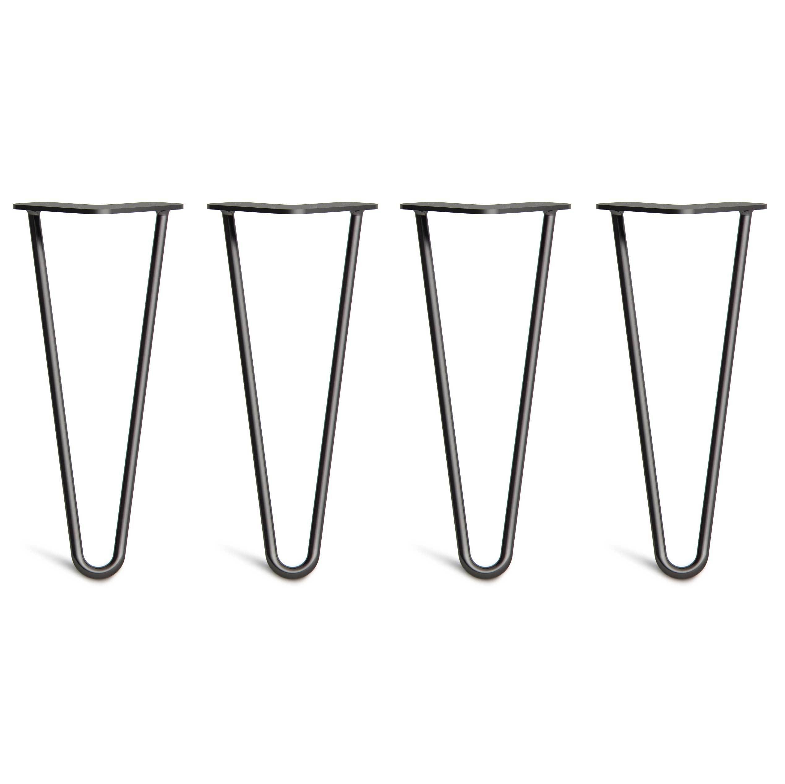 Low Coffee Table Hairpin Legs – Steel – Black – 30cm – 2 Rod Design – 10mm – Classic – Pack Of 4 – The Hairpin Leg Company