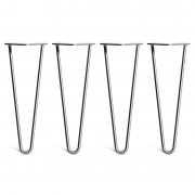 Coffee Table Hairpin Legs – Steel – Silver – 35cm – 3 Rod Design – Clear Coat – 10mm – Classic – Pack Of 4 – The Hairpin Leg Company