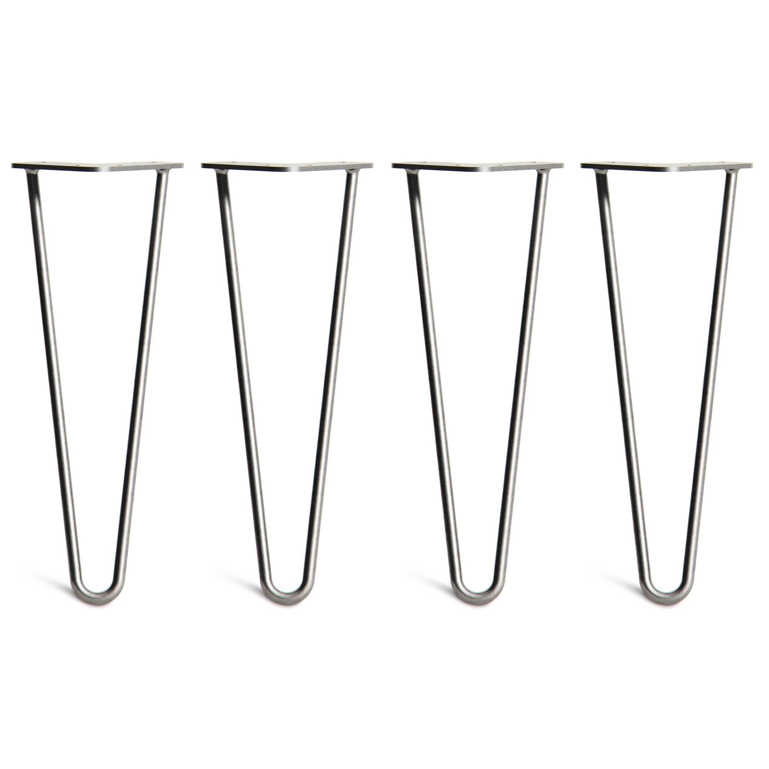 Coffee Table Hairpin Legs – Steel – Dark Grey – 35cm – 2 Rod Design – Zinc – 10mm – Classic – Pack Of 4 – The Hairpin Leg Company