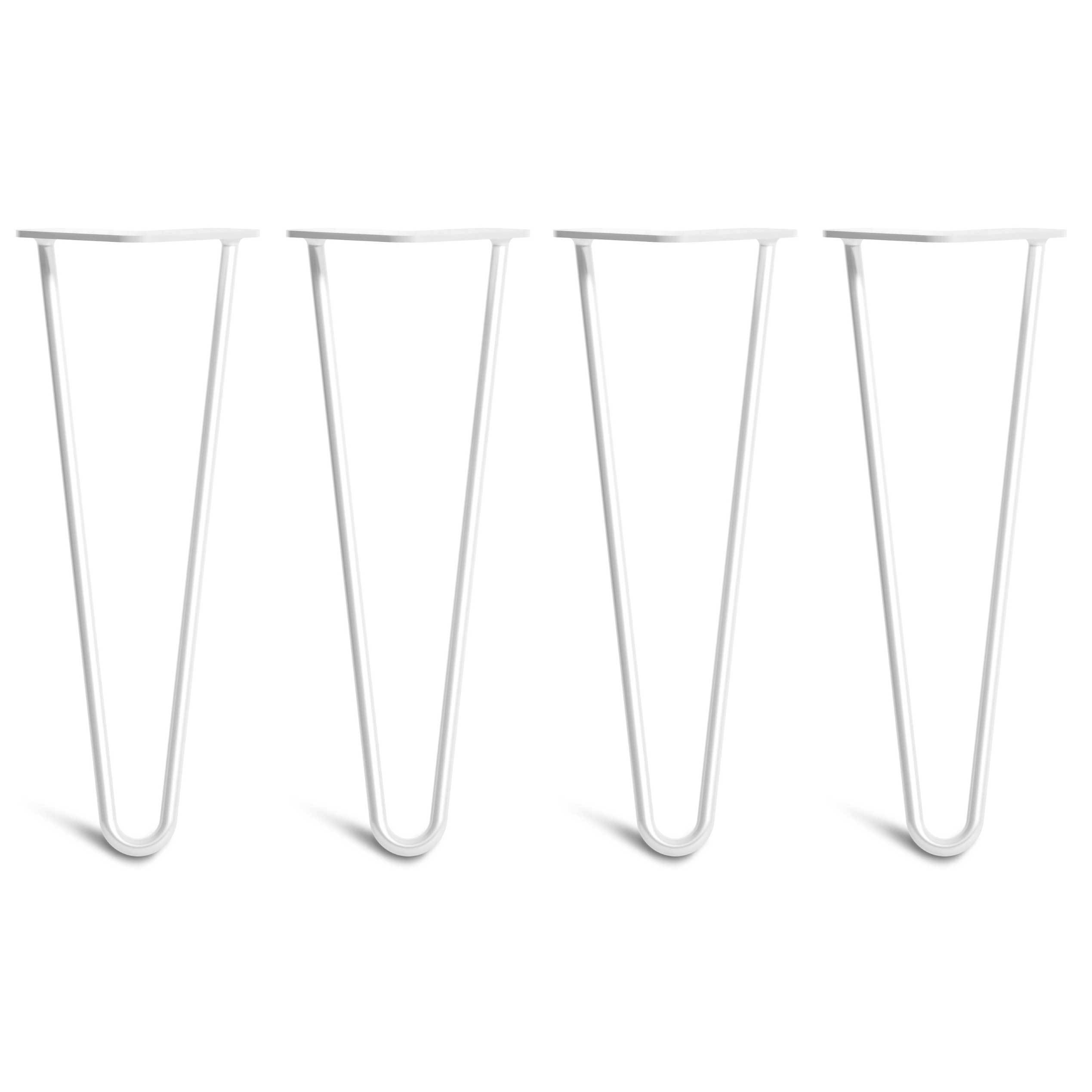 Coffee Table Hairpin Legs – Steel – White – 35cm – 2 Rod Design – 10mm – Classic – Pack Of 4 – The Hairpin Leg Company