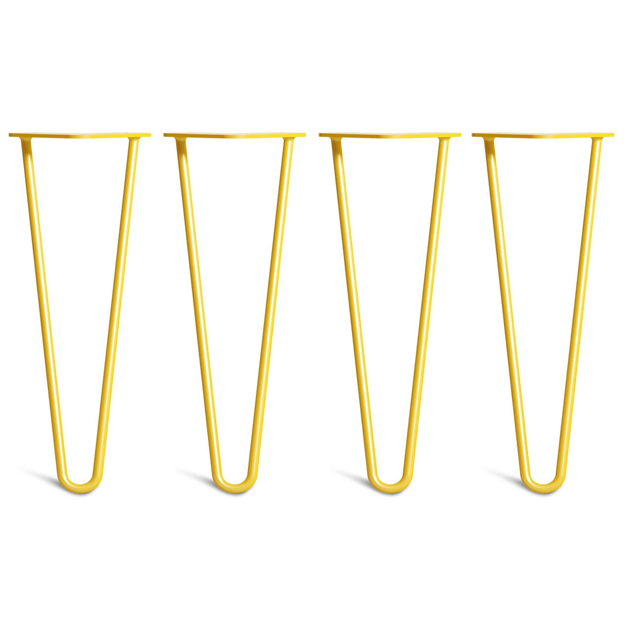 Coffee Table Hairpin Legs – Steel – Yellow – 35cm – 2 Rod Design – 10mm – Classic – Pack Of 4 – The Hairpin Leg Company