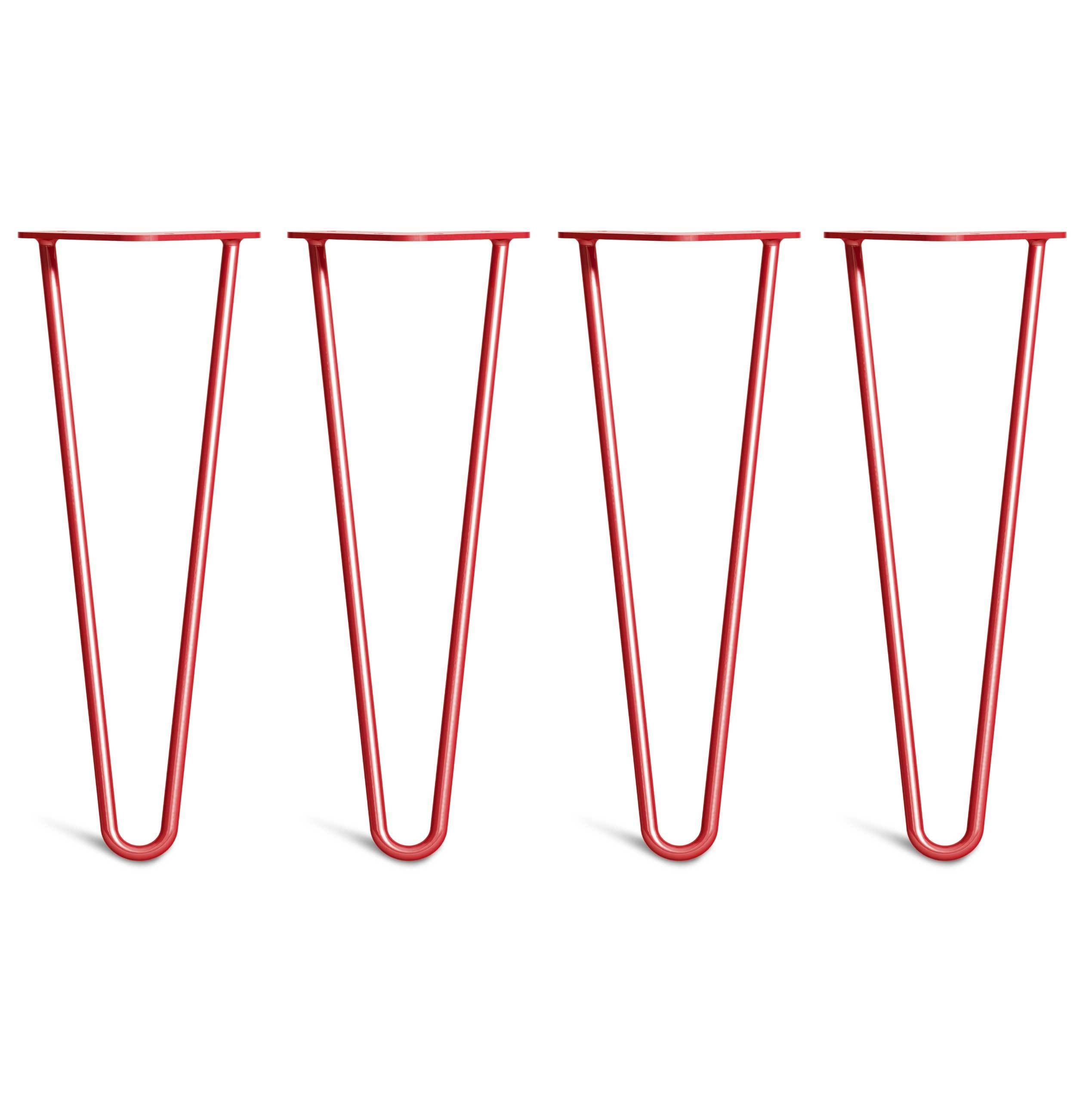 Coffee Table Hairpin Legs – Steel – Red – 35cm – 2 Rod Design – 10mm – Classic – Pack Of 4 – The Hairpin Leg Company