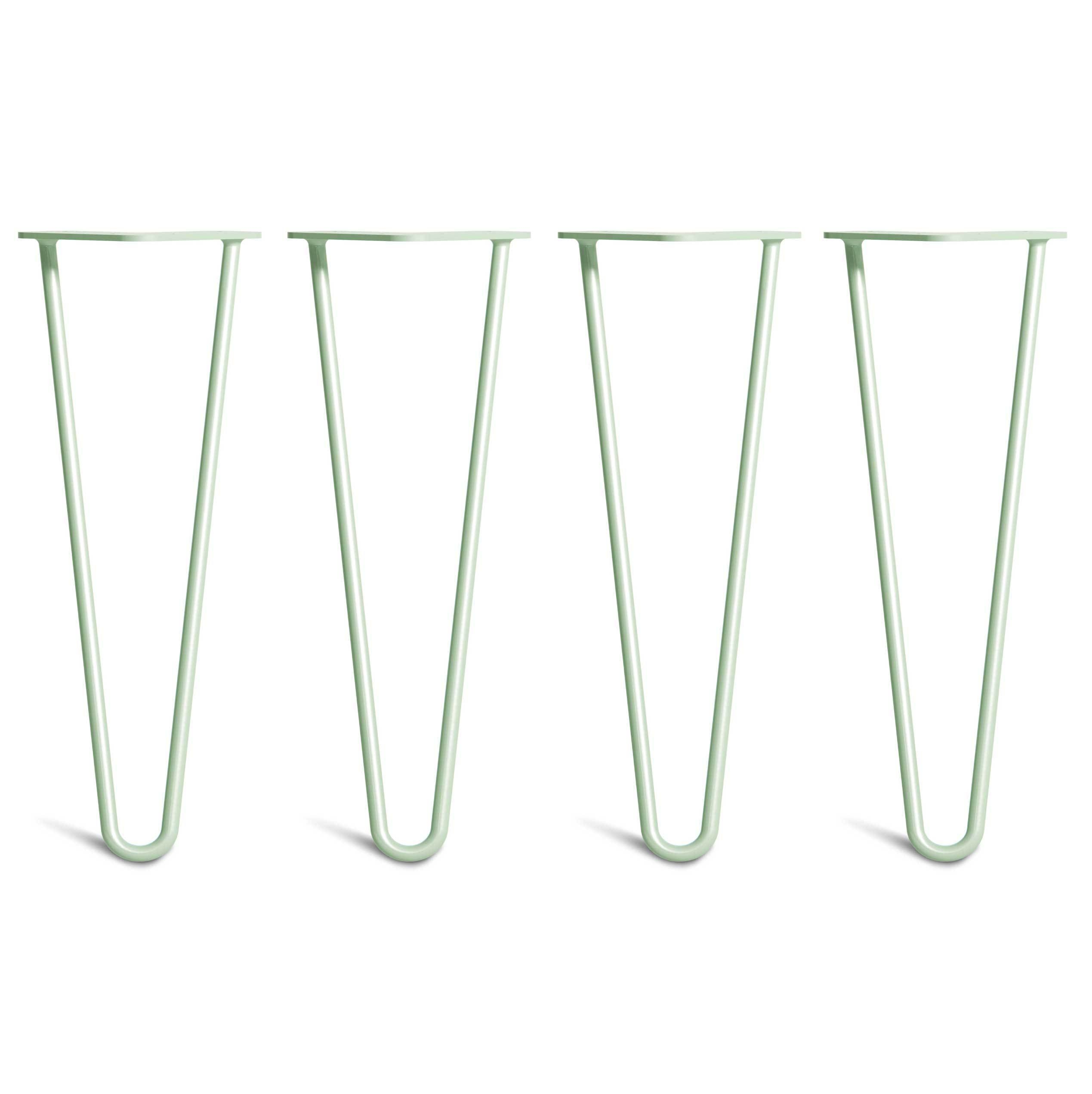 Coffee Table Hairpin Legs – Steel – Pastel Green – 35cm – 2 Rod Design – 10mm – Classic – Pack Of 4 – The Hairpin Leg Company