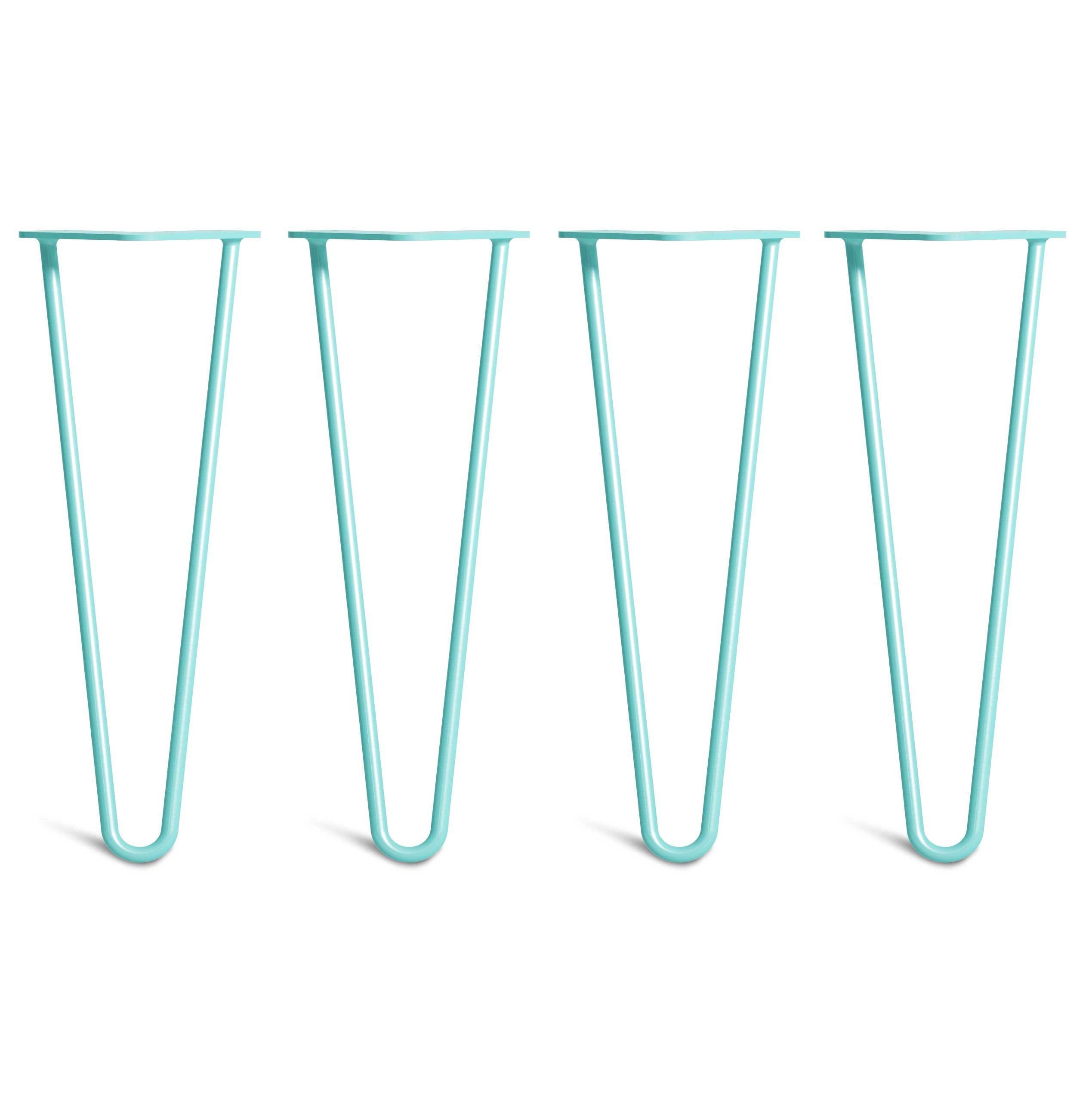 Coffee Table Hairpin Legs – Steel – Duck Egg Blue – 35cm – 2 Rod Design – 10mm – Classic – Pack Of 4 – The Hairpin Leg Company