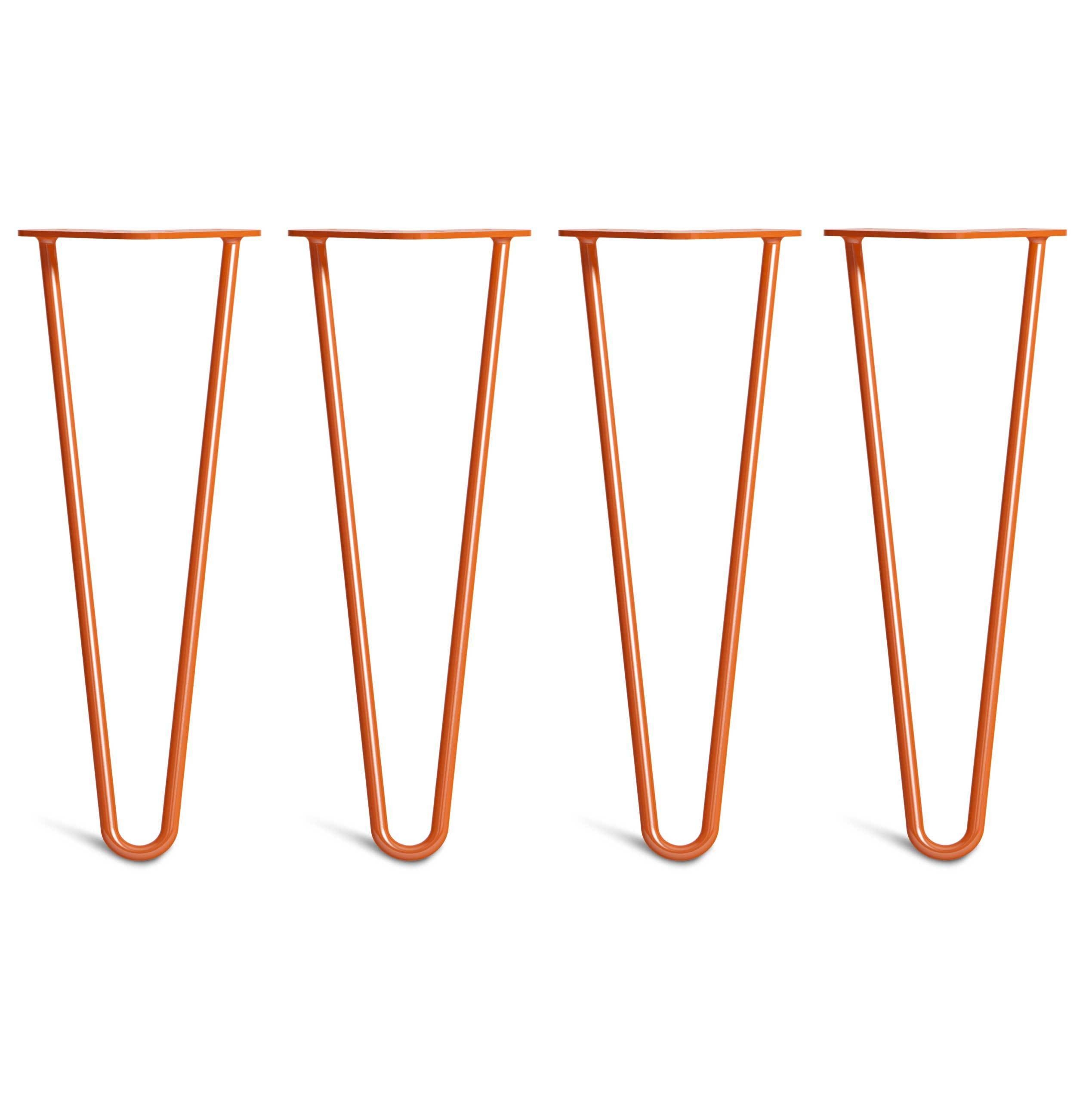 Coffee Table Hairpin Legs – Steel – Orange – 35cm – 2 Rod Design – 10mm – Classic – Pack Of 4 – The Hairpin Leg Company