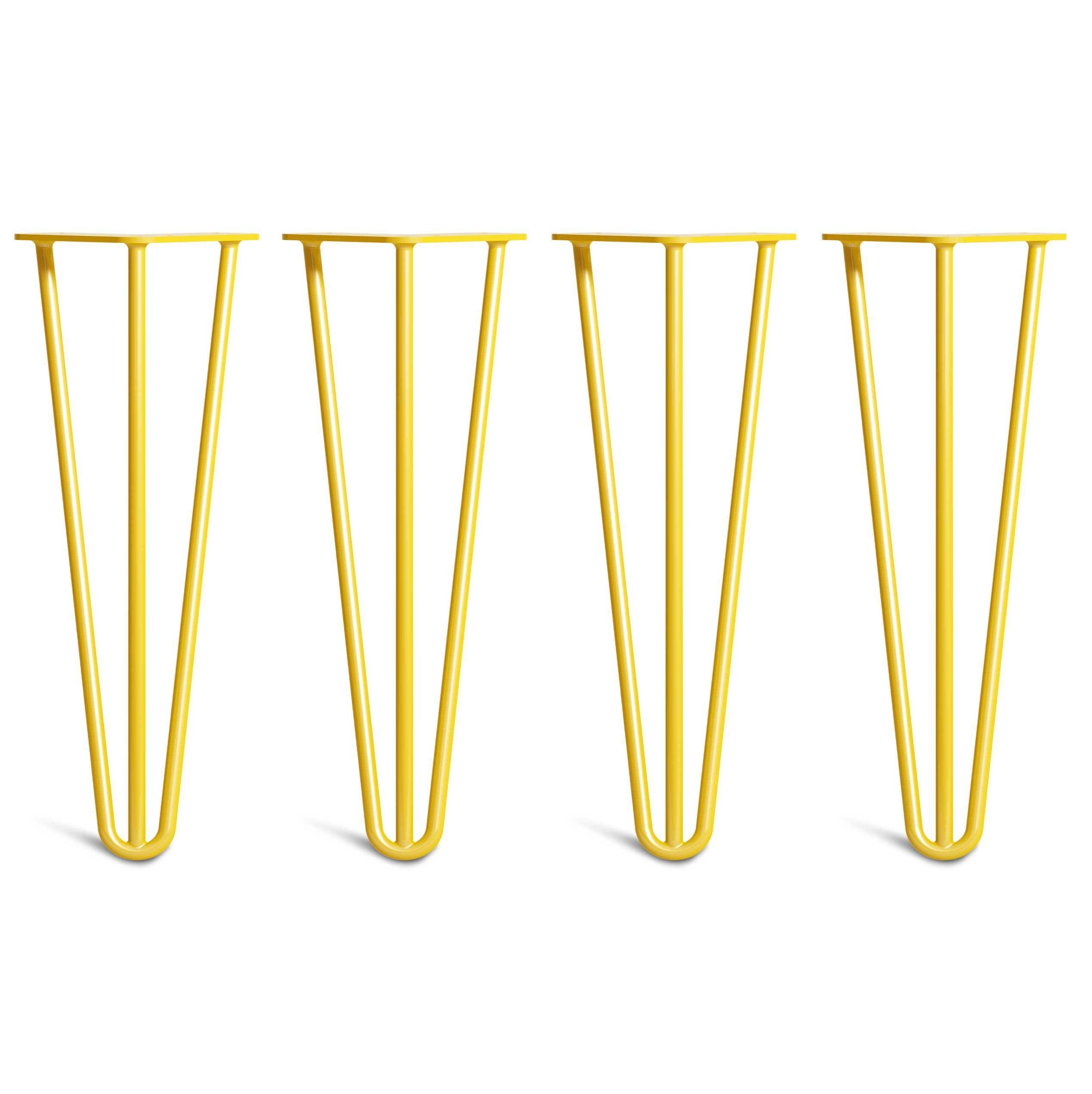 Coffee Table Hairpin Legs – Steel – Yellow – 35cm – 3 Rod Design – 10mm – Classic – Pack Of 4 – The Hairpin Leg Company