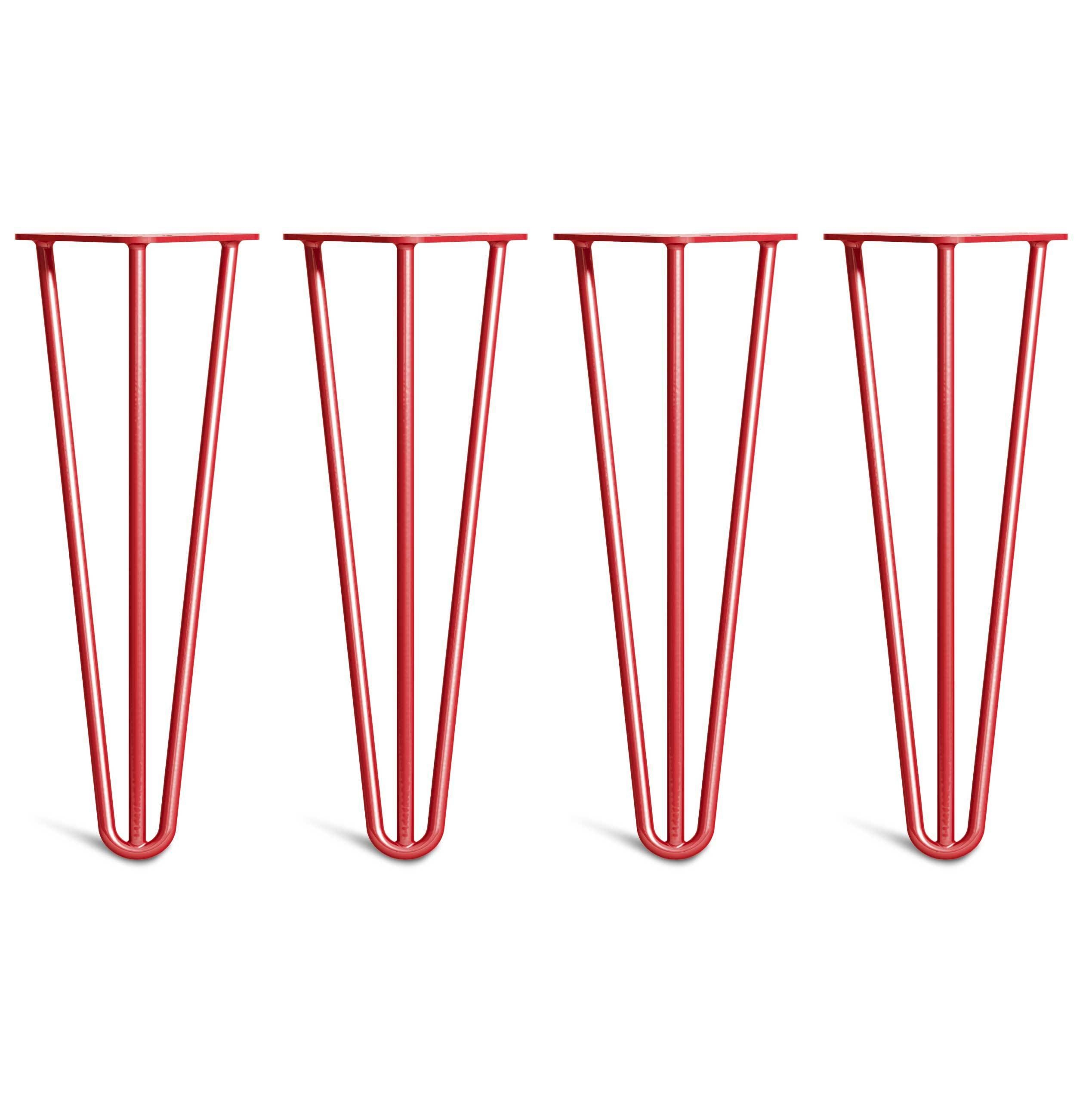 Coffee Table Hairpin Legs – Steel – Red – 35cm – 3 Rod Design – 10mm – Classic – Pack Of 4 – The Hairpin Leg Company