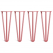 Coffee Table Hairpin Legs – Steel – Red – 35cm – 3 Rod Design – 10mm – Classic – Pack Of 4 – The Hairpin Leg Company