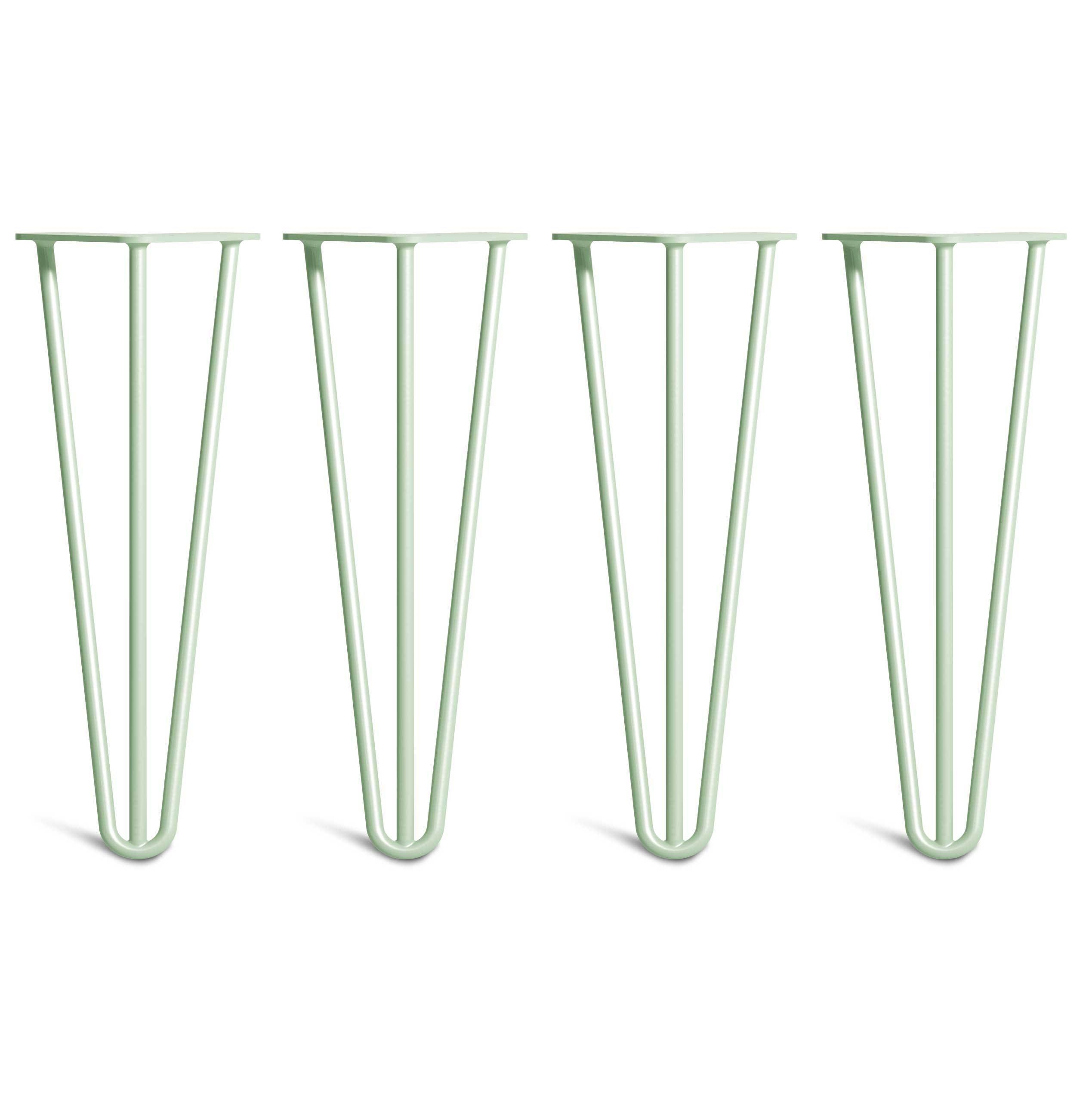 Coffee Table Hairpin Legs – Steel – Pastel Green – 35cm – 3 Rod Design – 10mm – Classic – Pack Of 4 – The Hairpin Leg Company