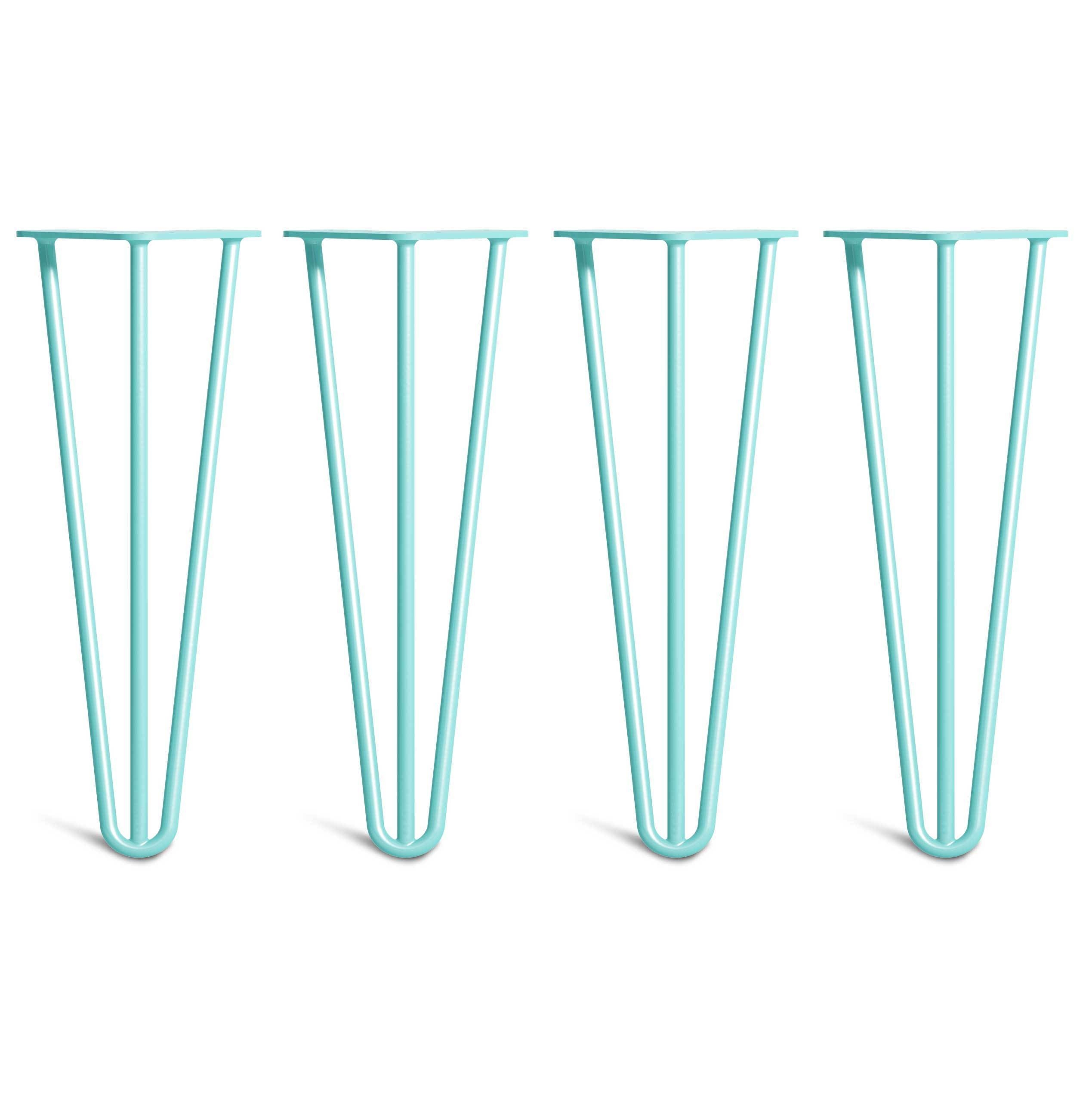 Coffee Table Hairpin Legs – Steel – Duck Egg Blue – 35cm – 3 Rod Design – 10mm – Classic – Pack Of 4 – The Hairpin Leg Company