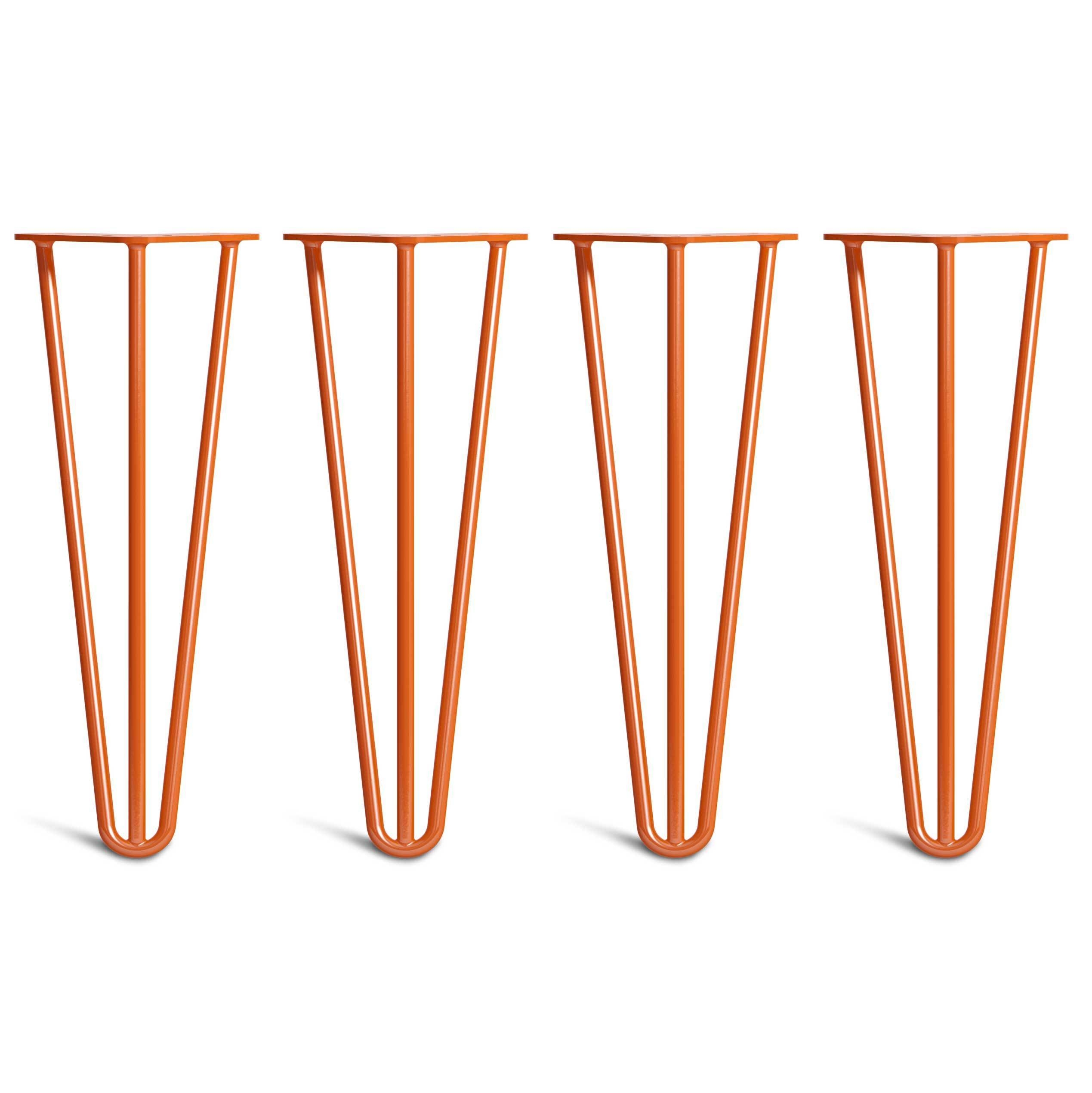 Coffee Table Hairpin Legs – Steel – Orange – 35cm – 3 Rod Design – 10mm – Classic – Pack Of 4 – The Hairpin Leg Company