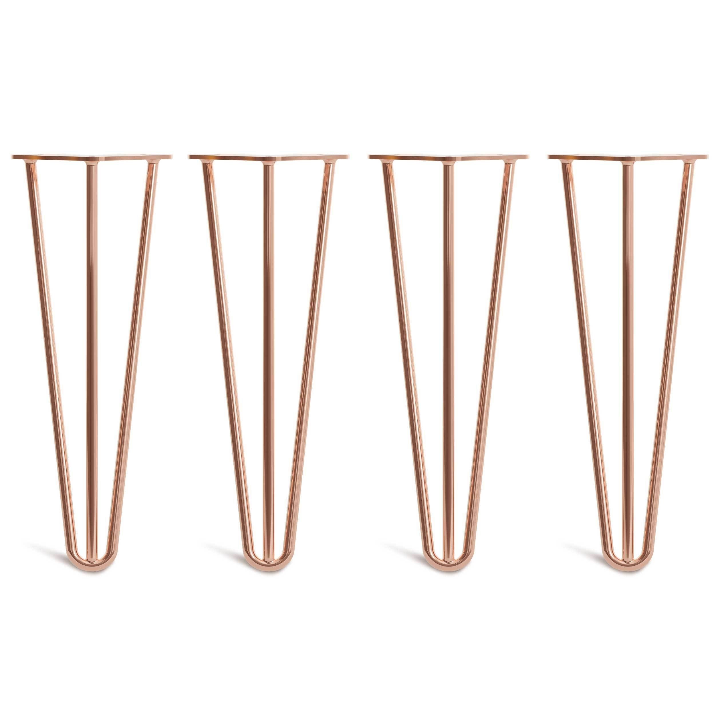 Coffee Table Hairpin Legs – Steel – Copper – 35cm – 3 Rod Design – 10mm – Classic – Pack Of 4 – The Hairpin Leg Company
