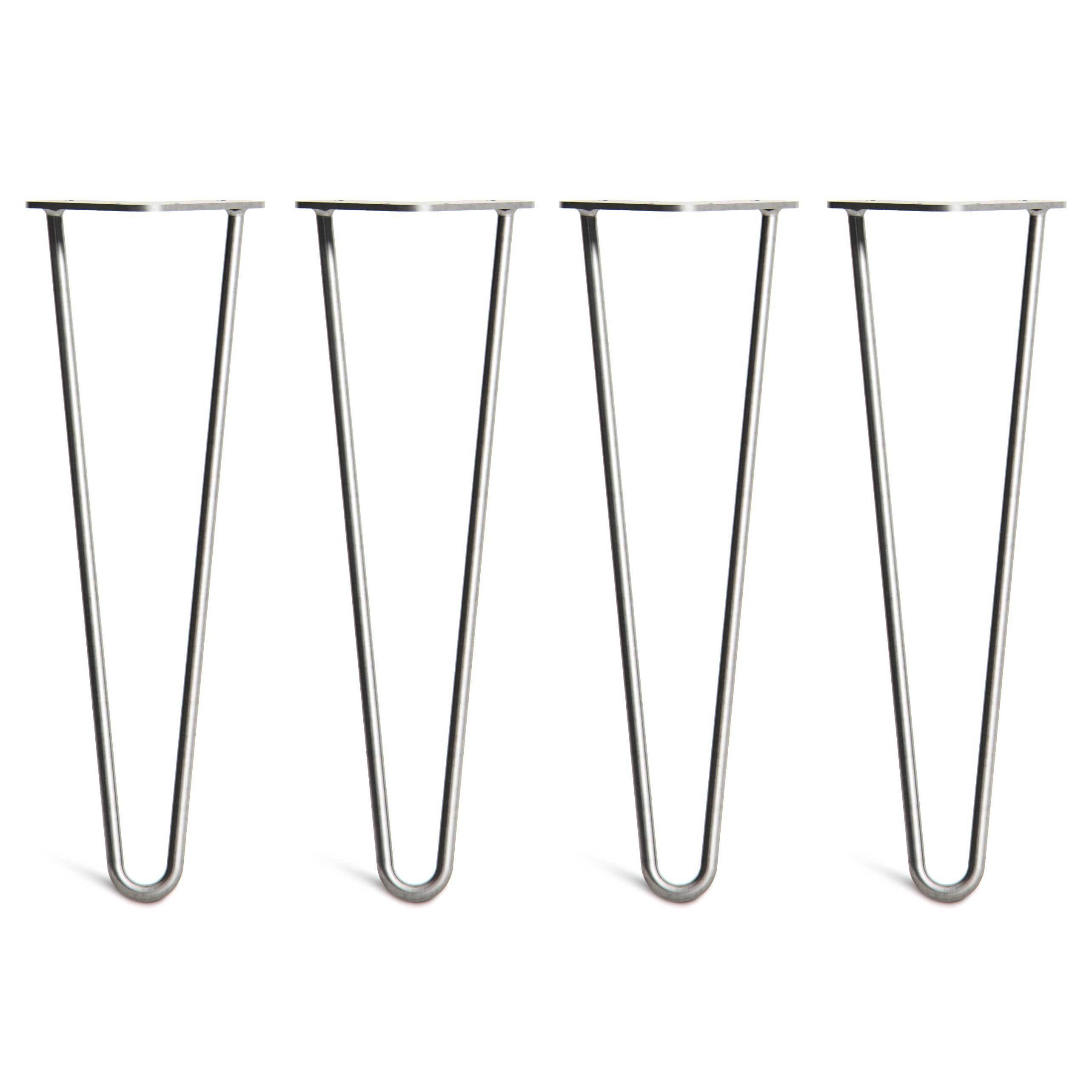 Hairpin Bench Legs – Steel – Silver – 40cm – 3 Rod Design – 12mm – Heavy Duty – Pack Of 4 – The Hairpin Leg Company