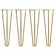Hairpin Bench Legs – Steel – Brass – 40cm – 3 Rod Design – 10mm – Classic – Pack Of 4 – The Hairpin Leg Company