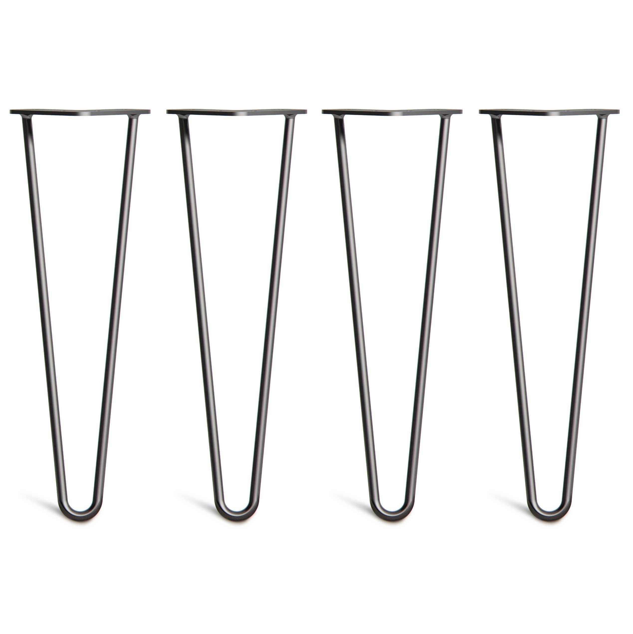 Hairpin Bench Legs – Steel – Black – 40cm – 2 Rod Design – 10mm – Classic – Pack Of 4 – The Hairpin Leg Company