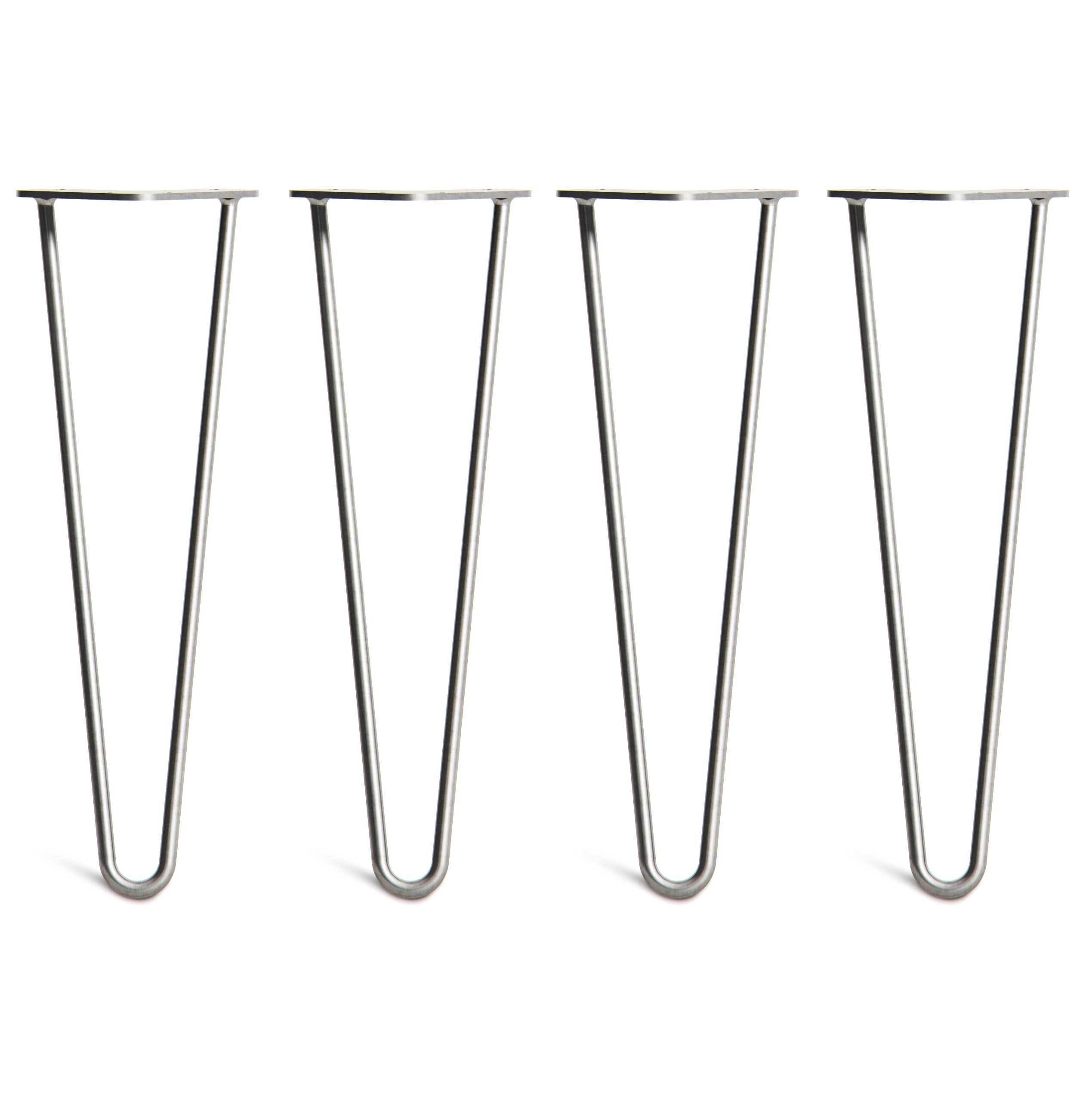 Hairpin Bench Legs – Steel – Dark Grey – 40cm – 2 Rod Design – Zinc – 10mm – Classic – Pack Of 4 – The Hairpin Leg Company