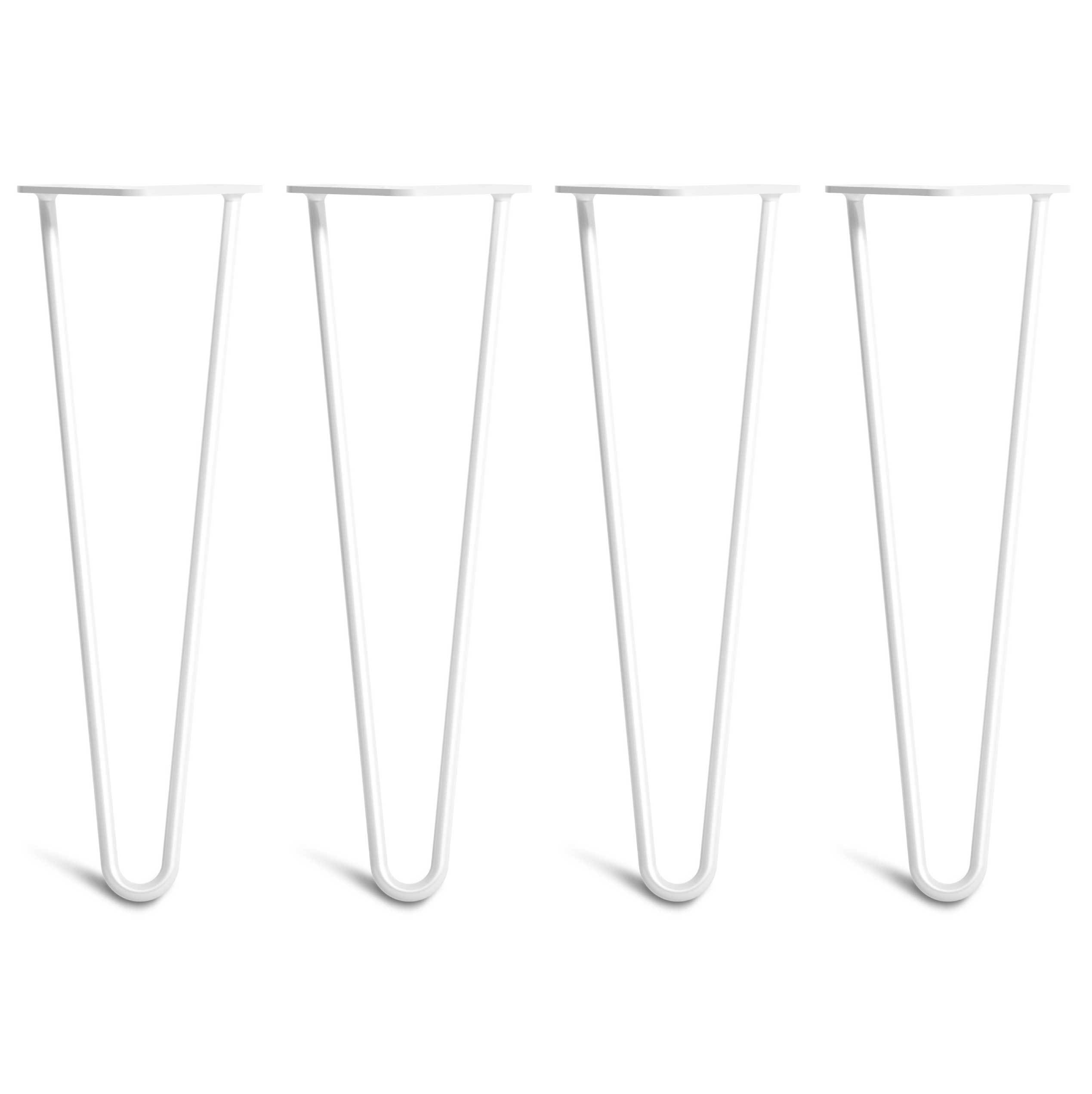 Hairpin Bench Legs – Steel – White – 40cm – 2 Rod Design – 10mm – Classic – Pack Of 4 – The Hairpin Leg Company