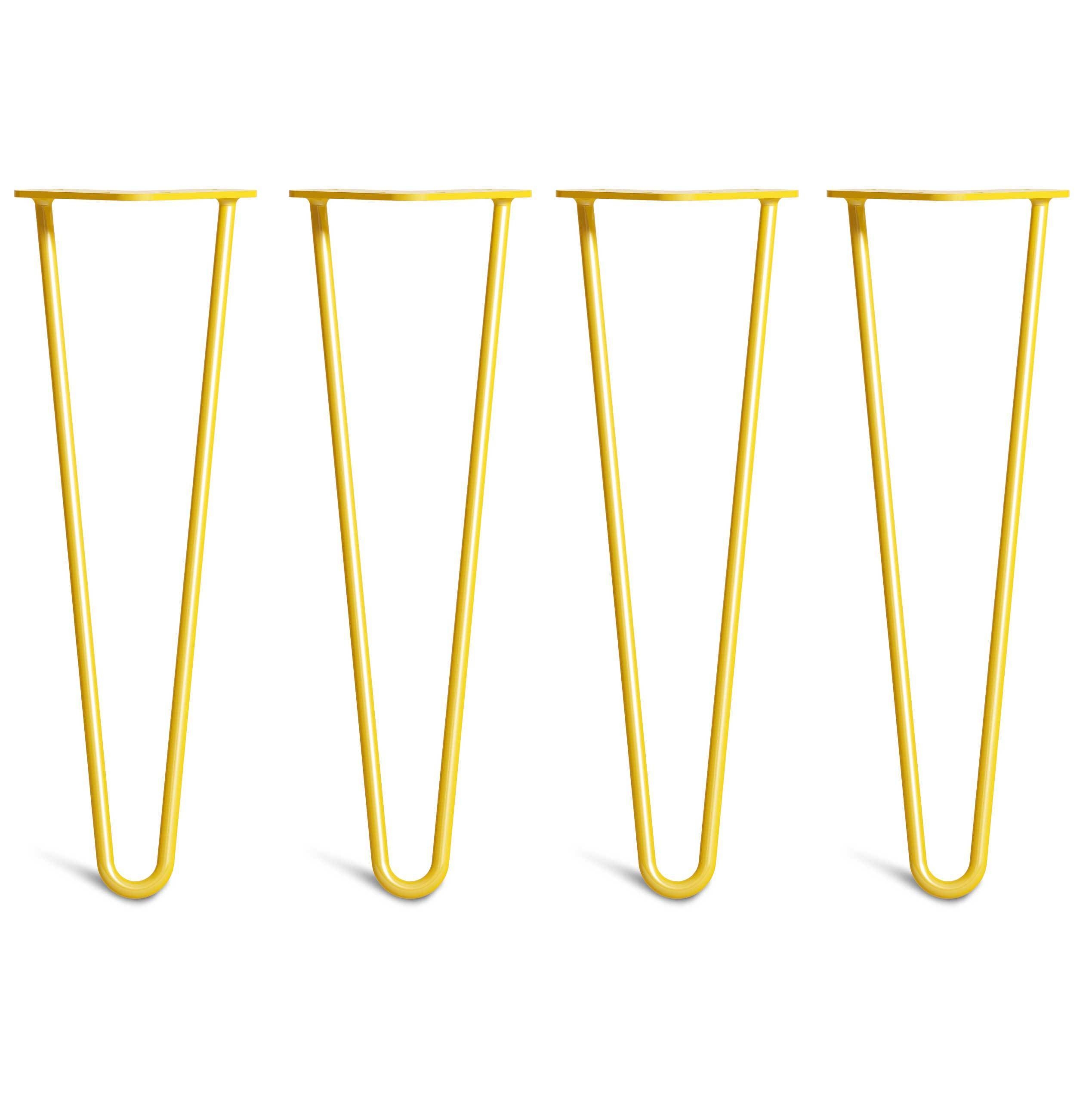 Hairpin Bench Legs – Steel – Yellow – 40cm – 2 Rod Design – 10mm – Classic – Pack Of 4 – The Hairpin Leg Company