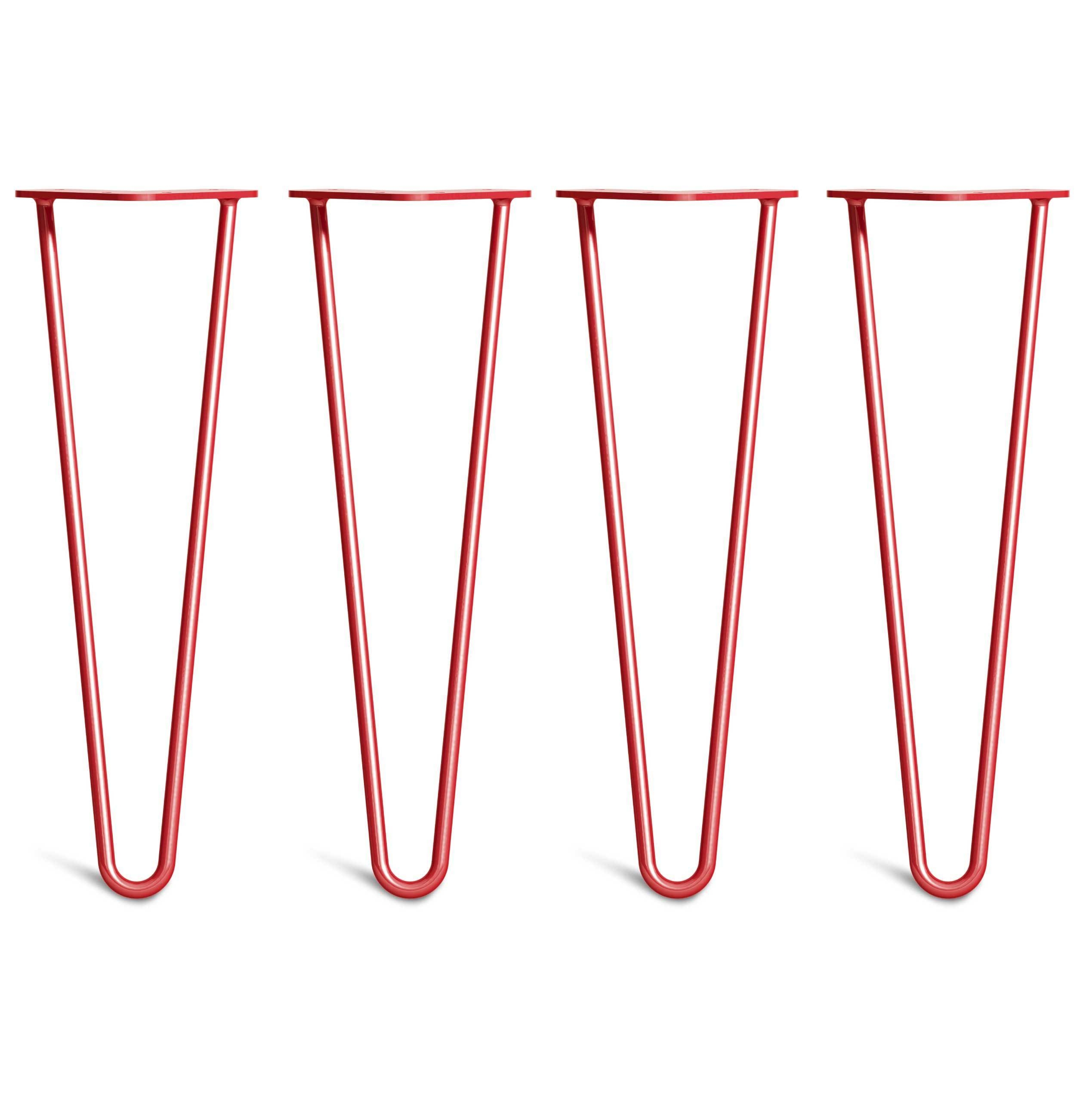 Hairpin Bench Legs – Steel – Red – 40cm – 2 Rod Design – 10mm – Classic – Pack Of 4 – The Hairpin Leg Company