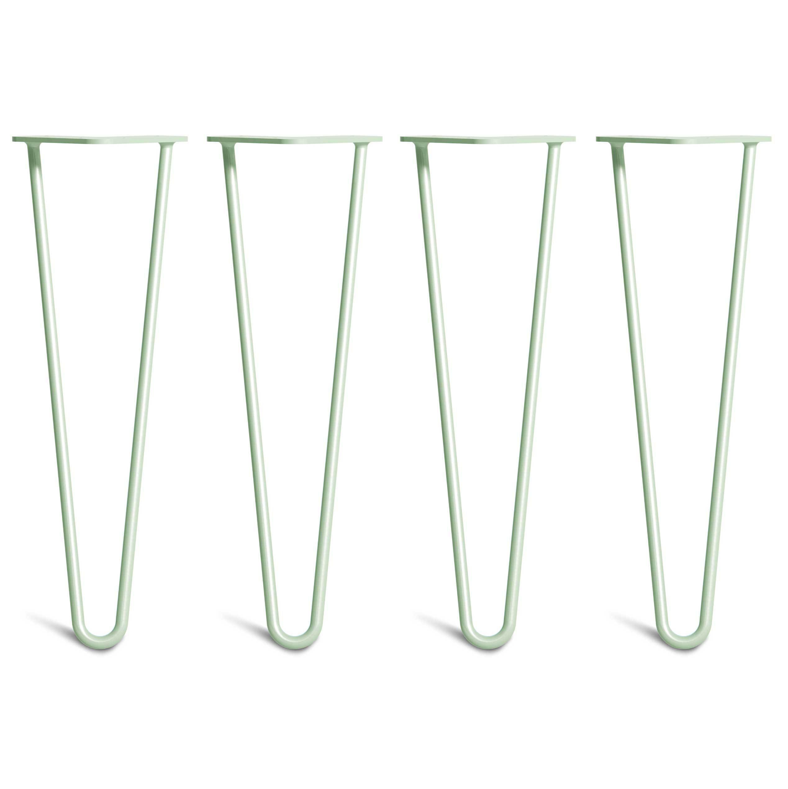 Hairpin Bench Legs – Steel – Pastel Green – 40cm – 2 Rod Design – 10mm – Classic – Pack Of 4 – The Hairpin Leg Company