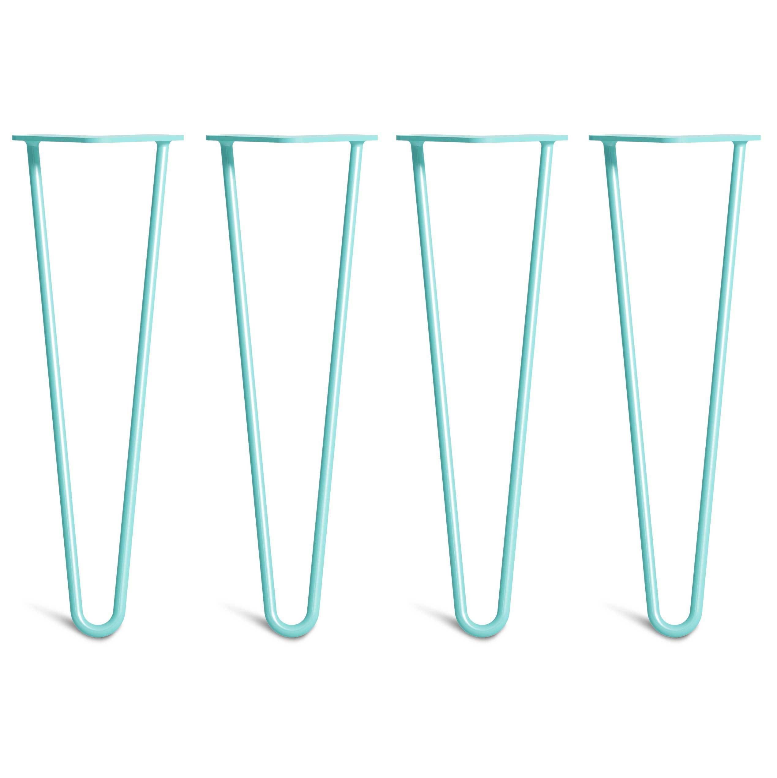 Hairpin Bench Legs – Steel – Duck Egg Blue – 40cm – 2 Rod Design – 10mm – Classic – Pack Of 4 – The Hairpin Leg Company