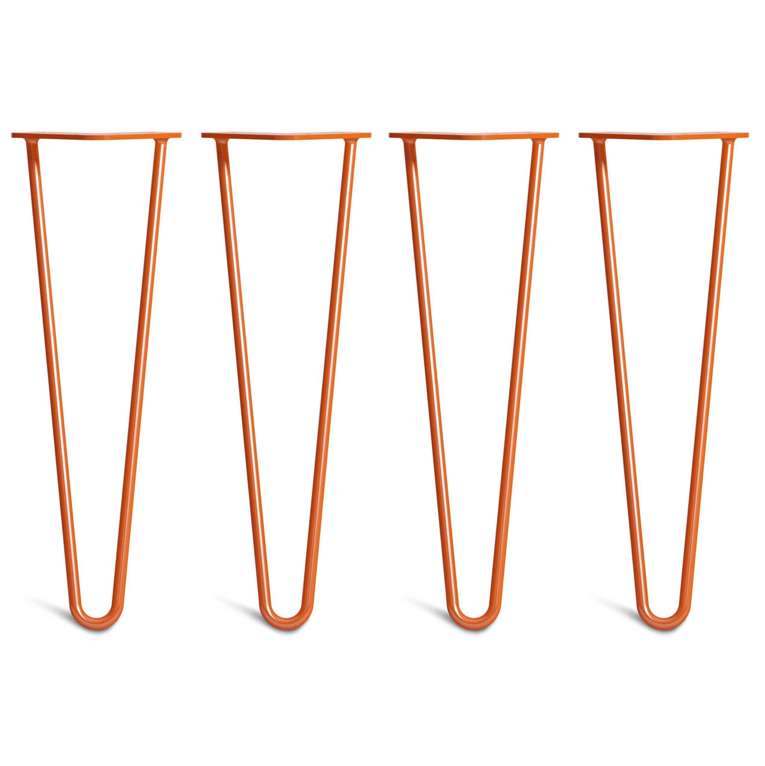 Hairpin Bench Legs – Steel – Orange – 40cm – 2 Rod Design – 10mm – Classic – Pack Of 4 – The Hairpin Leg Company