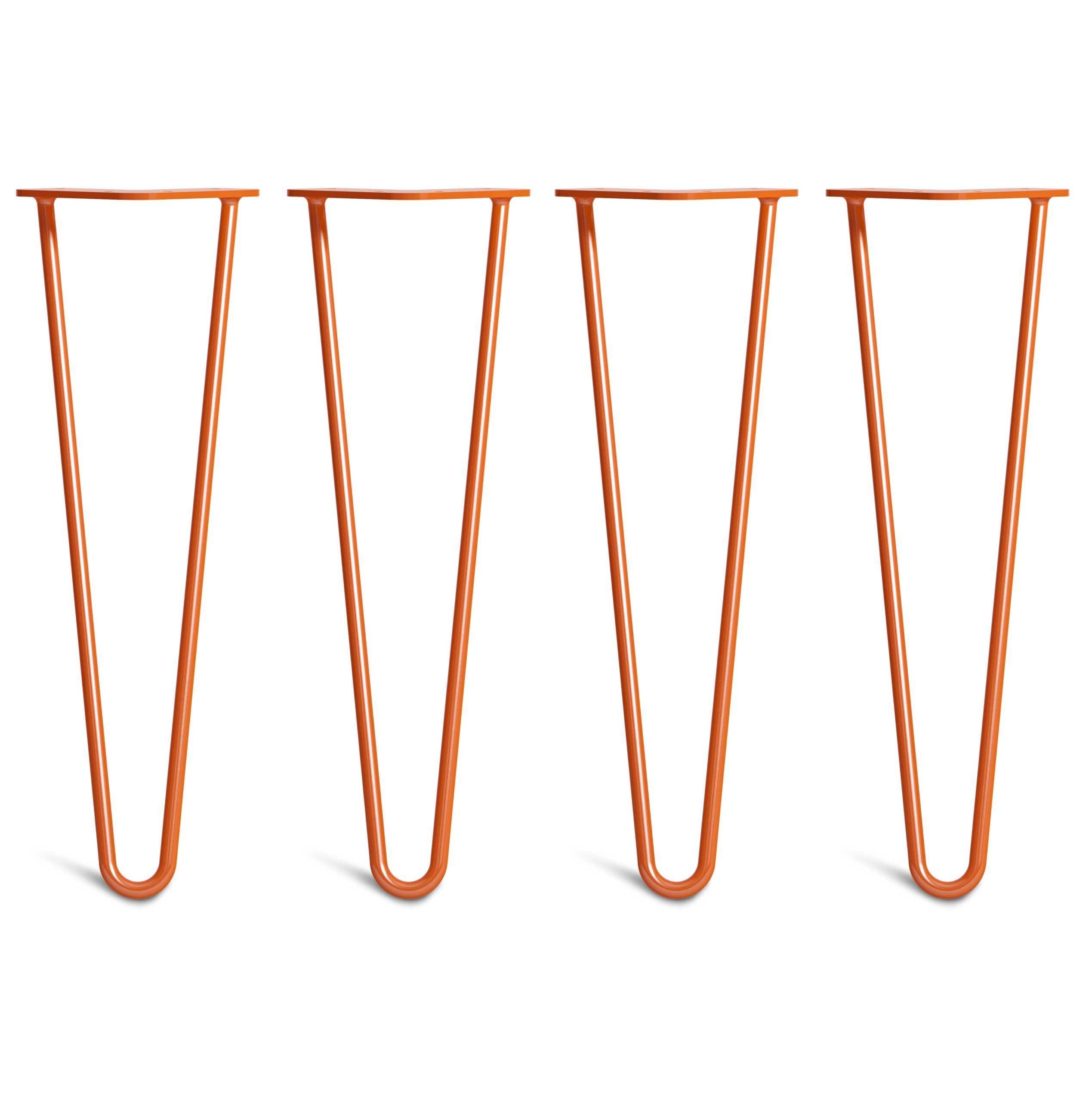 Hairpin Bench Legs – Steel – Orange – 40cm – 2 Rod Design – 10mm – Classic – Pack Of 4 – The Hairpin Leg Company