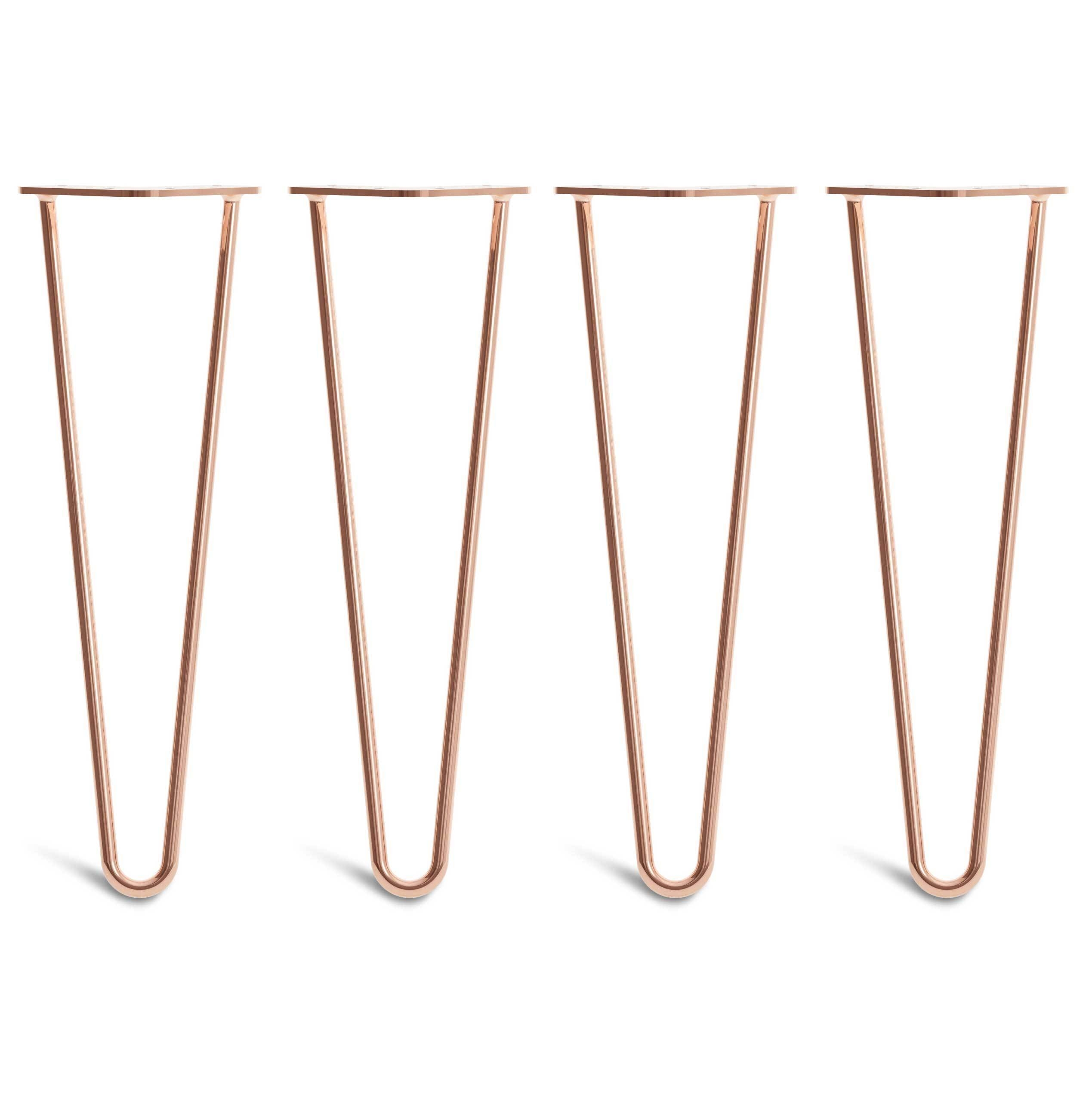 Hairpin Bench Legs – Steel – Copper – 40cm – 2 Rod Design – 10mm – Classic – Pack Of 4 – The Hairpin Leg Company