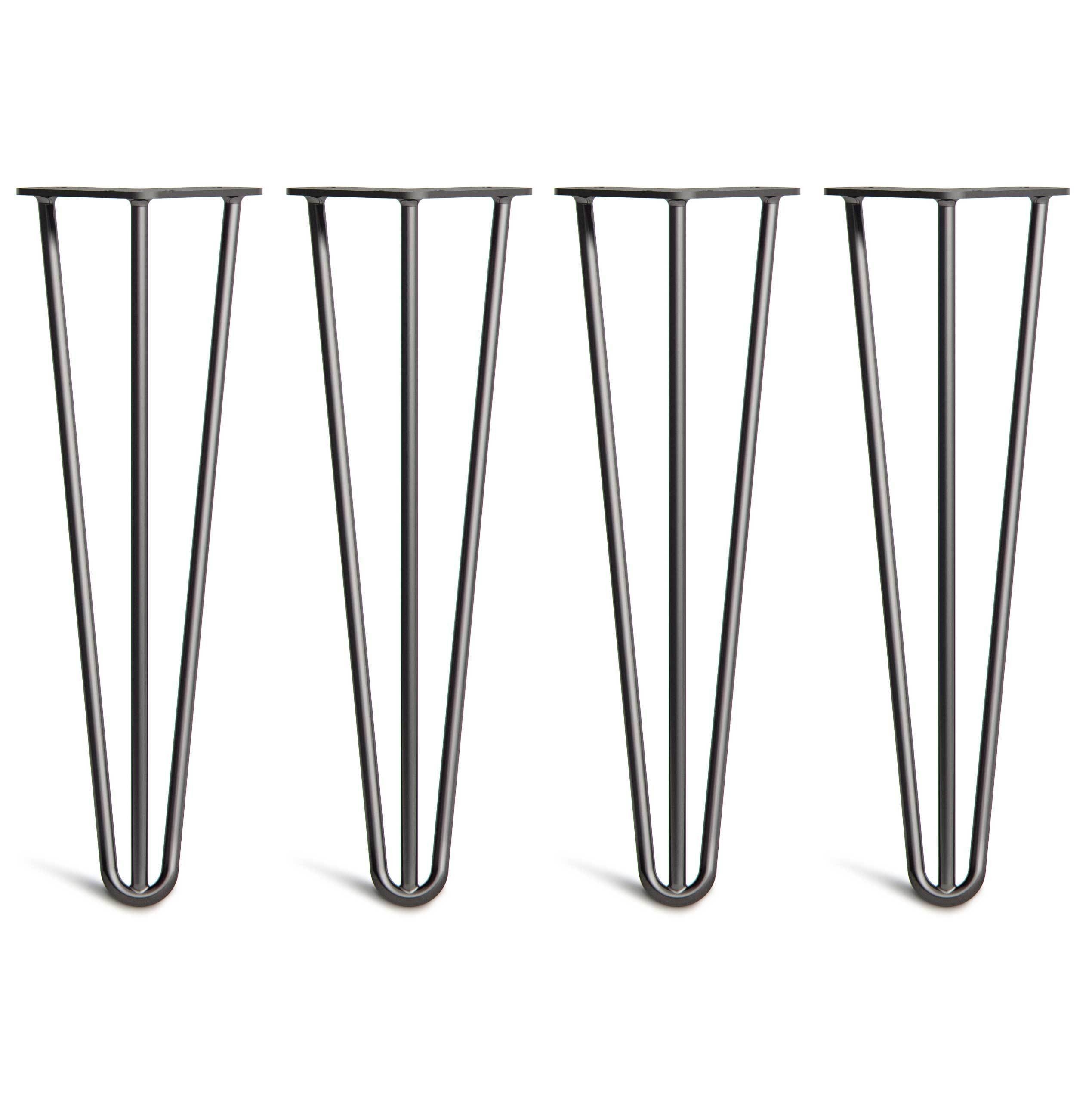 Hairpin Bench Legs – Steel – Black – 40cm – 3 Rod Design – 10mm – Classic – Pack Of 4 – The Hairpin Leg Company