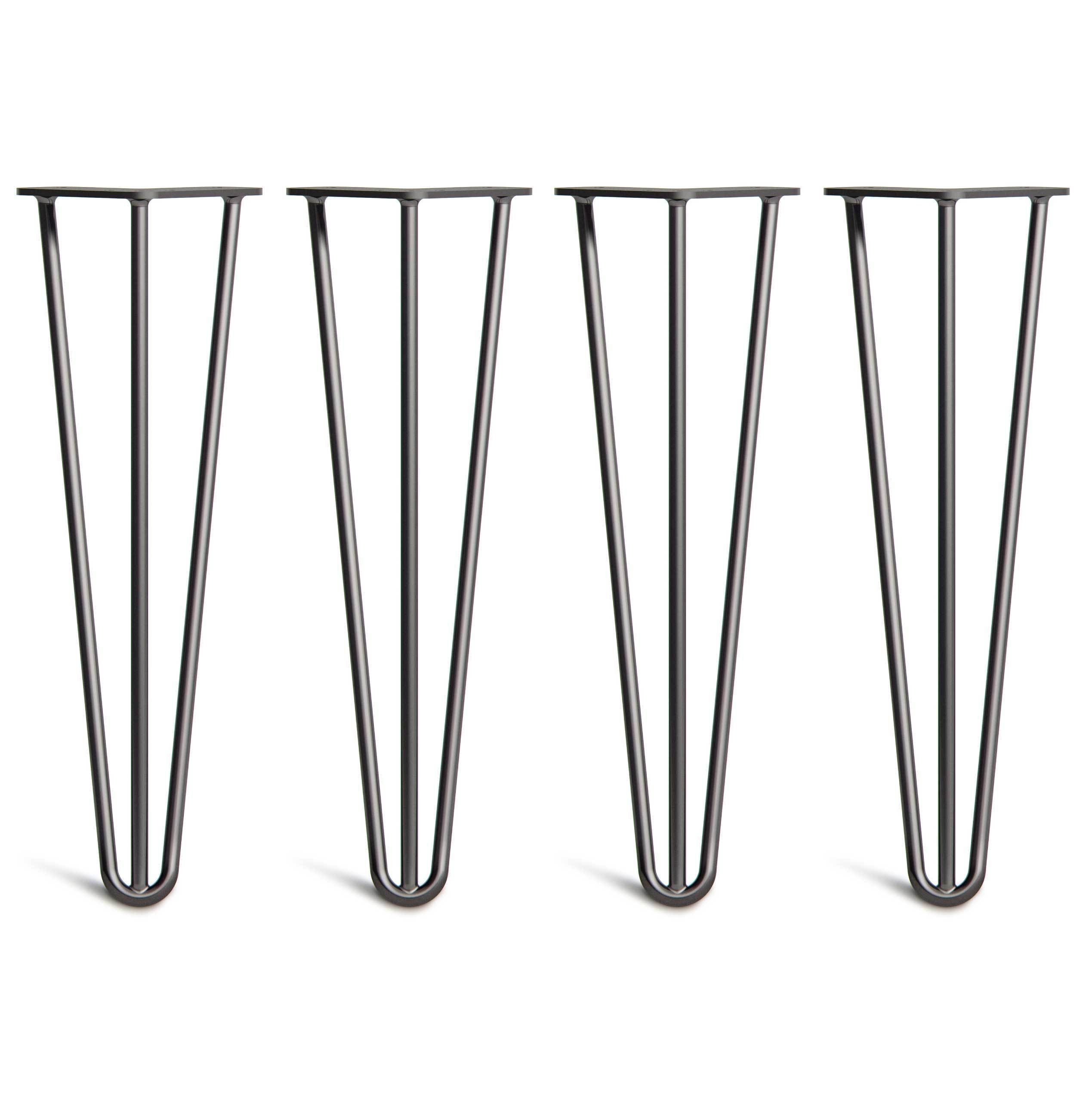 Hairpin Bench Legs – Steel – Black – 40cm – 3 Rod Design – 10mm – Classic – Pack Of 4 – The Hairpin Leg Company