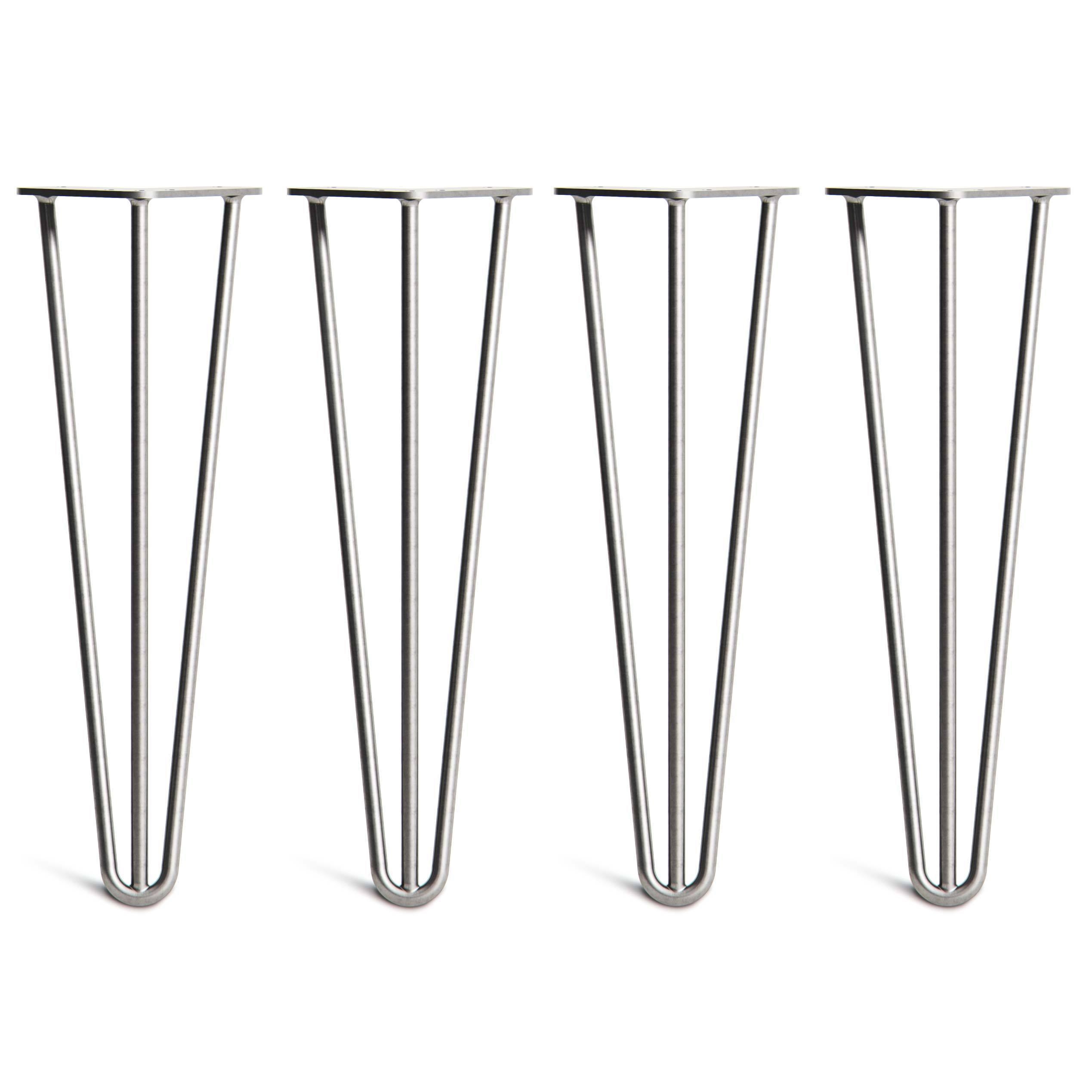 Hairpin Bench Legs – Steel – Dark Grey – 40cm – 3 Rod Design – Zinc – 10mm – Classic – Pack Of 4 – The Hairpin Leg Company