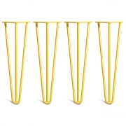 Hairpin Bench Legs – Steel – Yellow – 40cm – 3 Rod Design – 10mm – Classic – Pack Of 4 – The Hairpin Leg Company