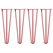 Hairpin Bench Legs – Steel – Red – 40cm – 3 Rod Design – 10mm – Classic – Pack Of 4 – The Hairpin Leg Company