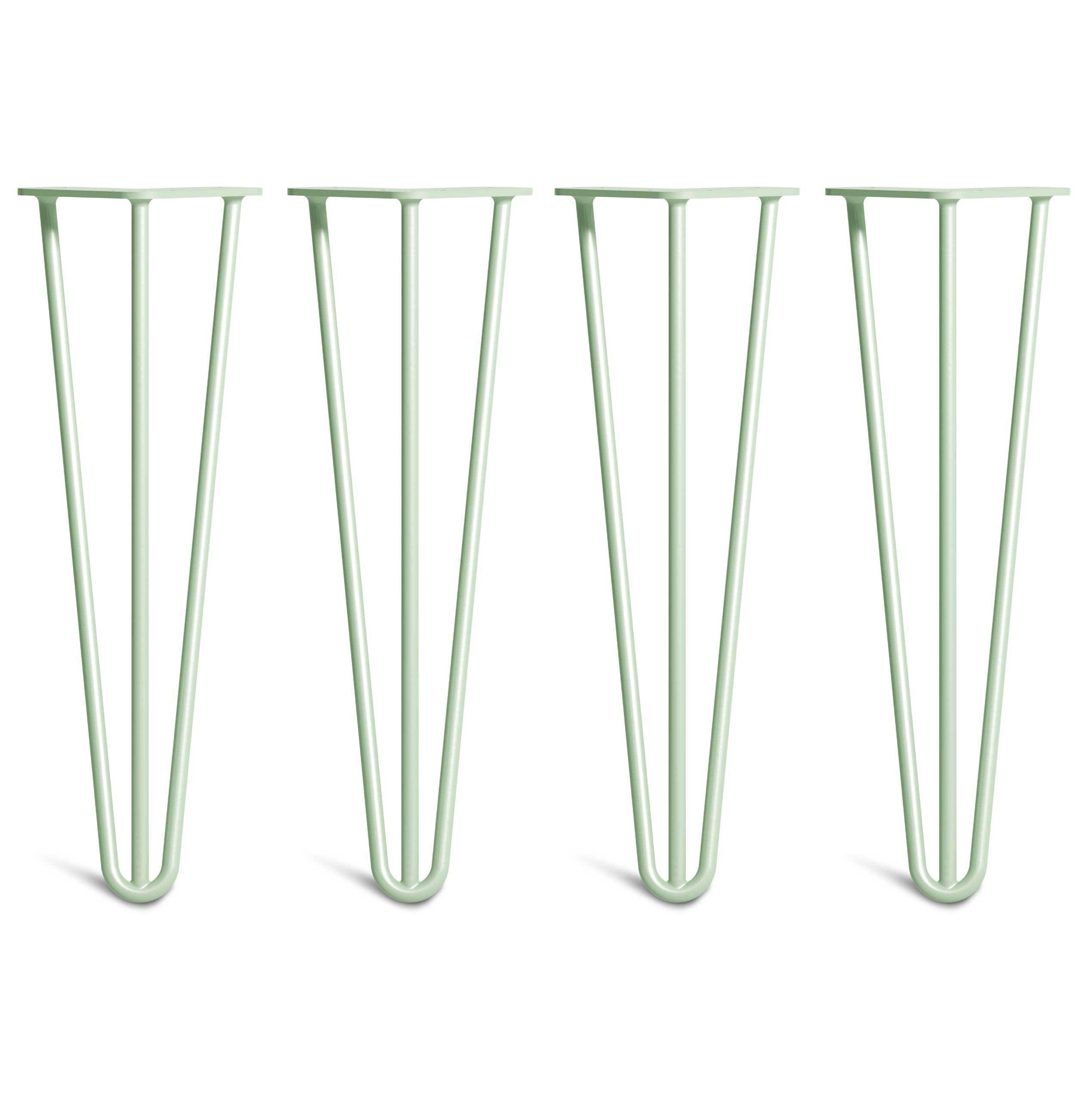 Hairpin Bench Legs – Steel – Pastel Green – 40cm – 3 Rod Design – 10mm – Classic – Pack Of 4 – The Hairpin Leg Company