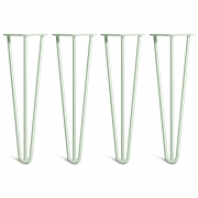 Hairpin Bench Legs – Steel – Pastel Green – 40cm – 3 Rod Design – 10mm – Classic – Pack Of 4 – The Hairpin Leg Company