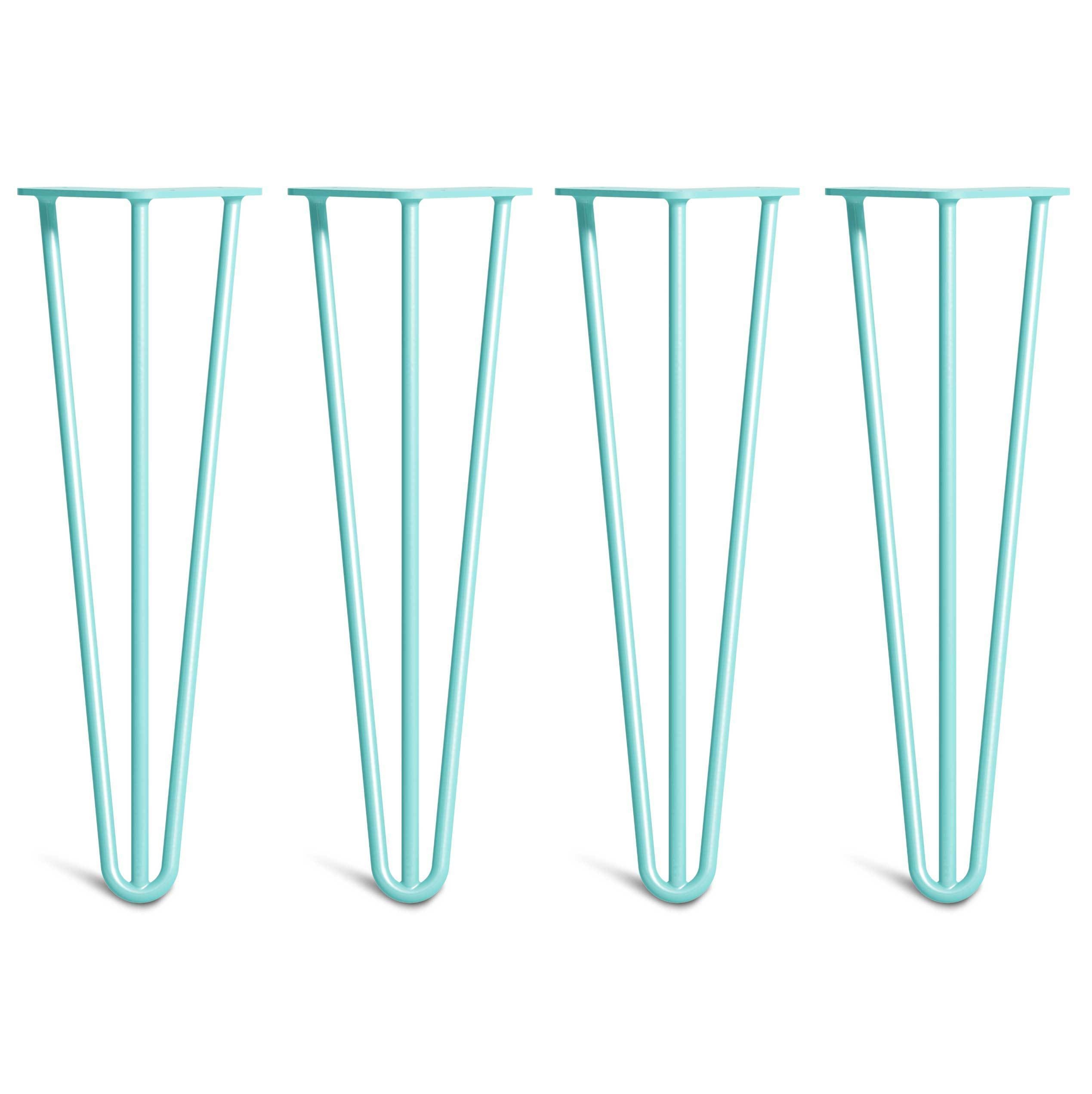 Hairpin Bench Legs – Steel – Duck Egg Blue – 40cm – 3 Rod Design – 10mm – Classic – Pack Of 4 – The Hairpin Leg Company