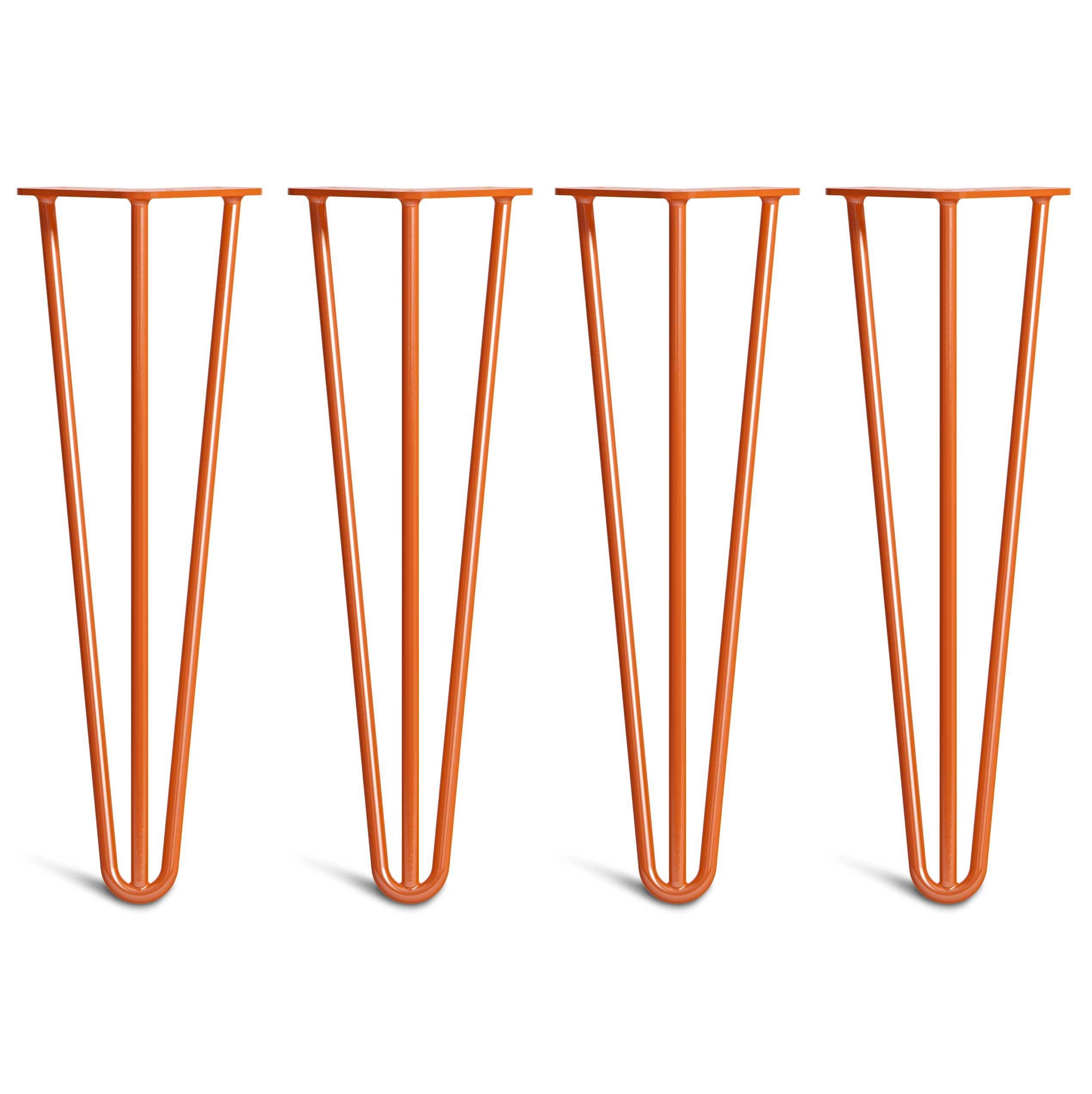 Hairpin Bench Legs – Steel – Orange – 40cm – 3 Rod Design – 10mm – Classic – Pack Of 4 – The Hairpin Leg Company