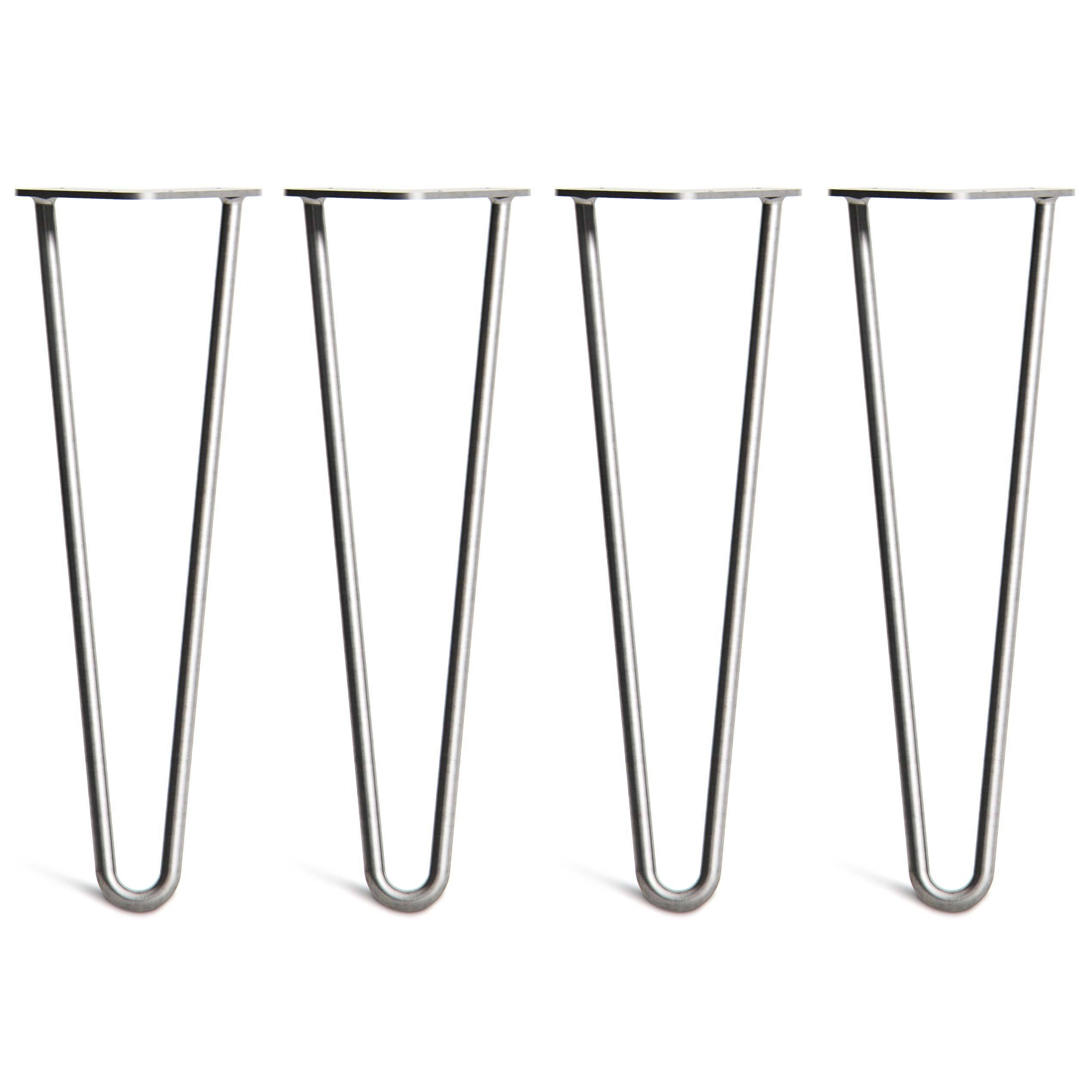 Hairpin Bench Legs – Steel – Dark Grey – 40cm – 2 Rod Design – Zinc – 12mm – Heavy Duty – Pack Of 4 – The Hairpin Leg Company