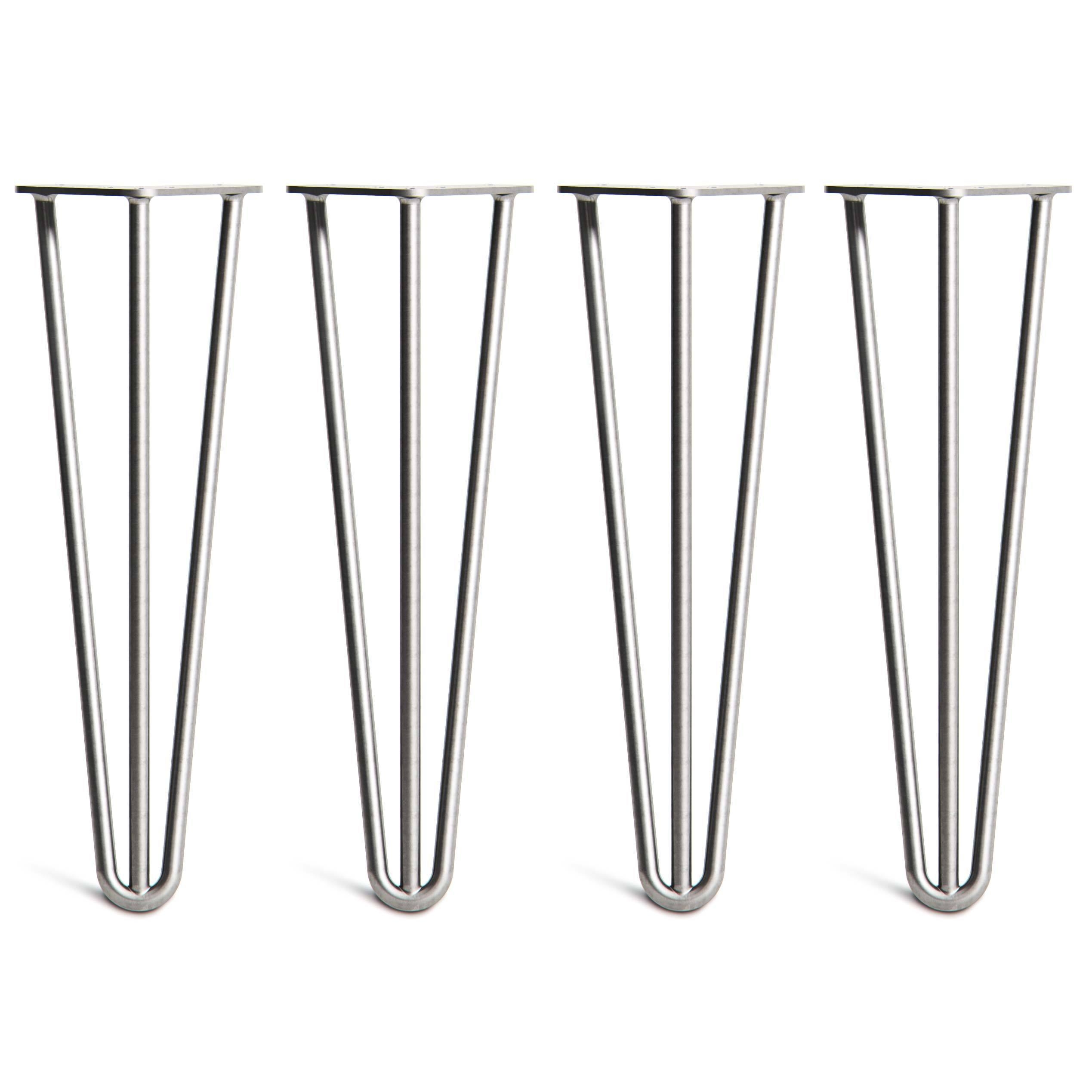 Hairpin Bench Legs – Steel – Dark Grey – 40cm – 3 Rod Design – Zinc – 12mm – Heavy Duty – Pack Of 4 – The Hairpin Leg Company