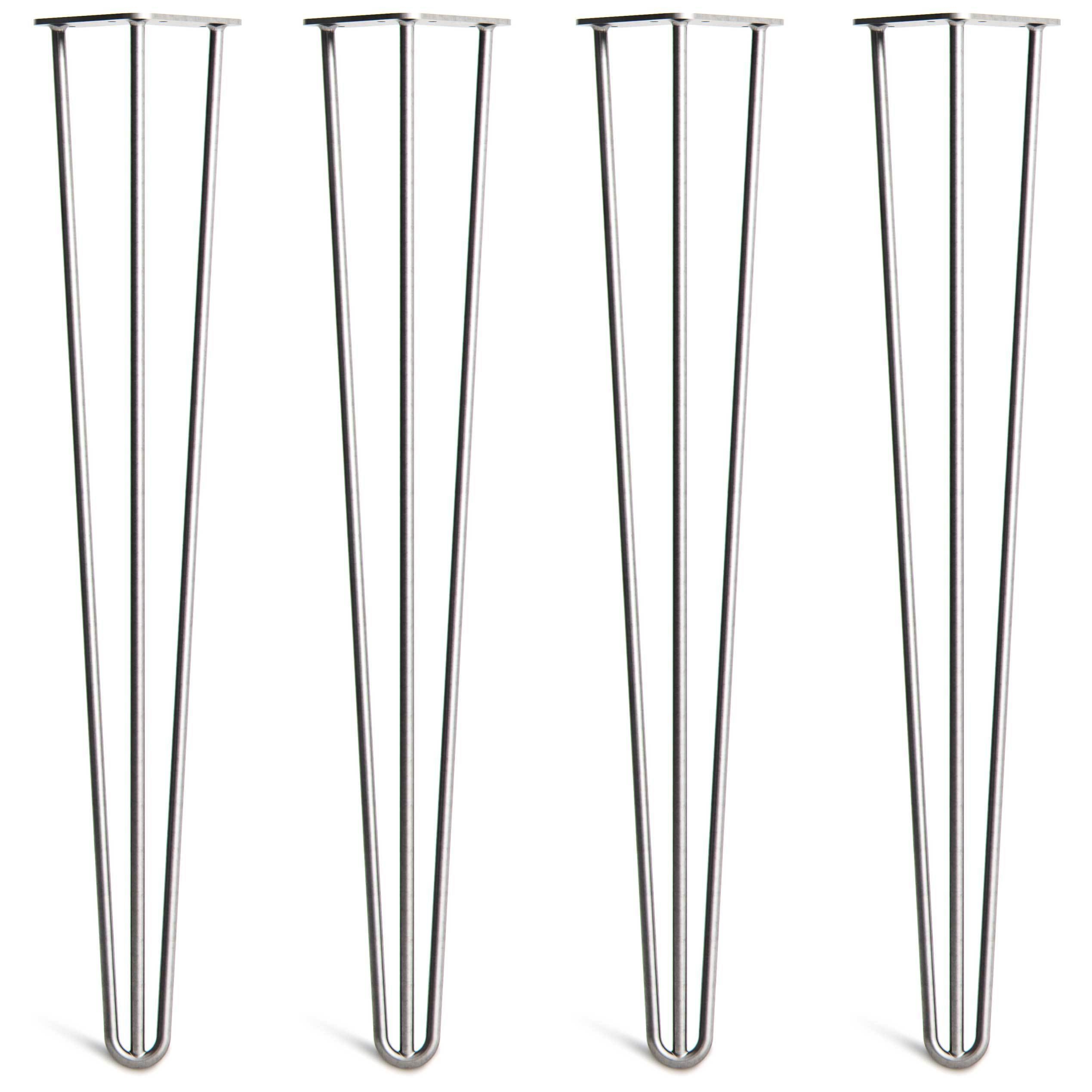Desk & Dining Table Hairpin Legs – Steel – Silver – 71cm – 3 Rod Design – 10mm – Classic – Pack Of 4 – The Hairpin Leg Company