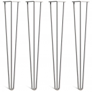 Desk & Dining Table Hairpin Legs – Steel – Silver – 71cm – 2 Rod Design – Clear Coat – 10mm – Classic – Pack Of 4 – The Hairpin Leg Company