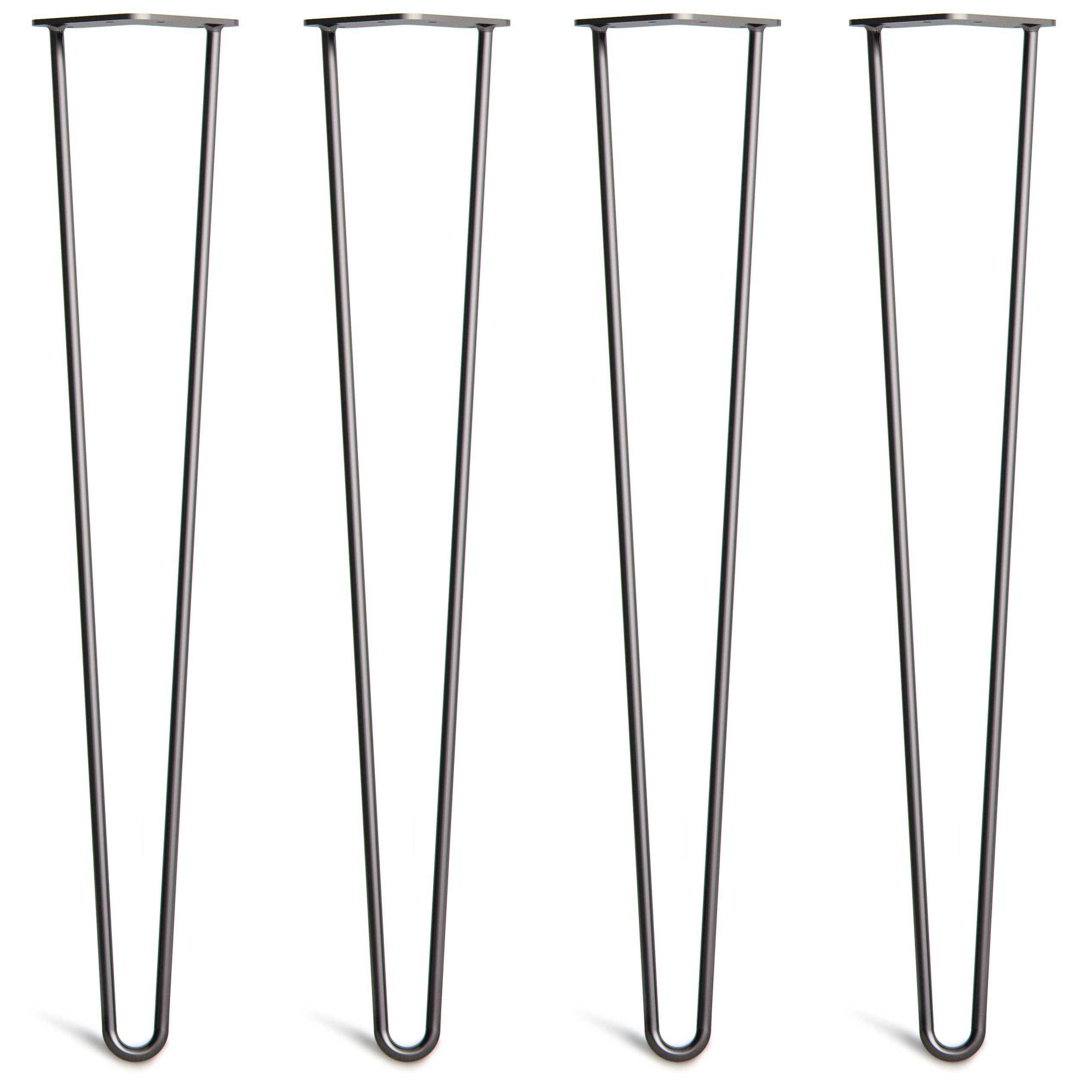 Desk & Dining Table Hairpin Legs – Steel – Black – 71cm – 2 Rod Design – 10mm – Classic – Pack Of 4 – The Hairpin Leg Company