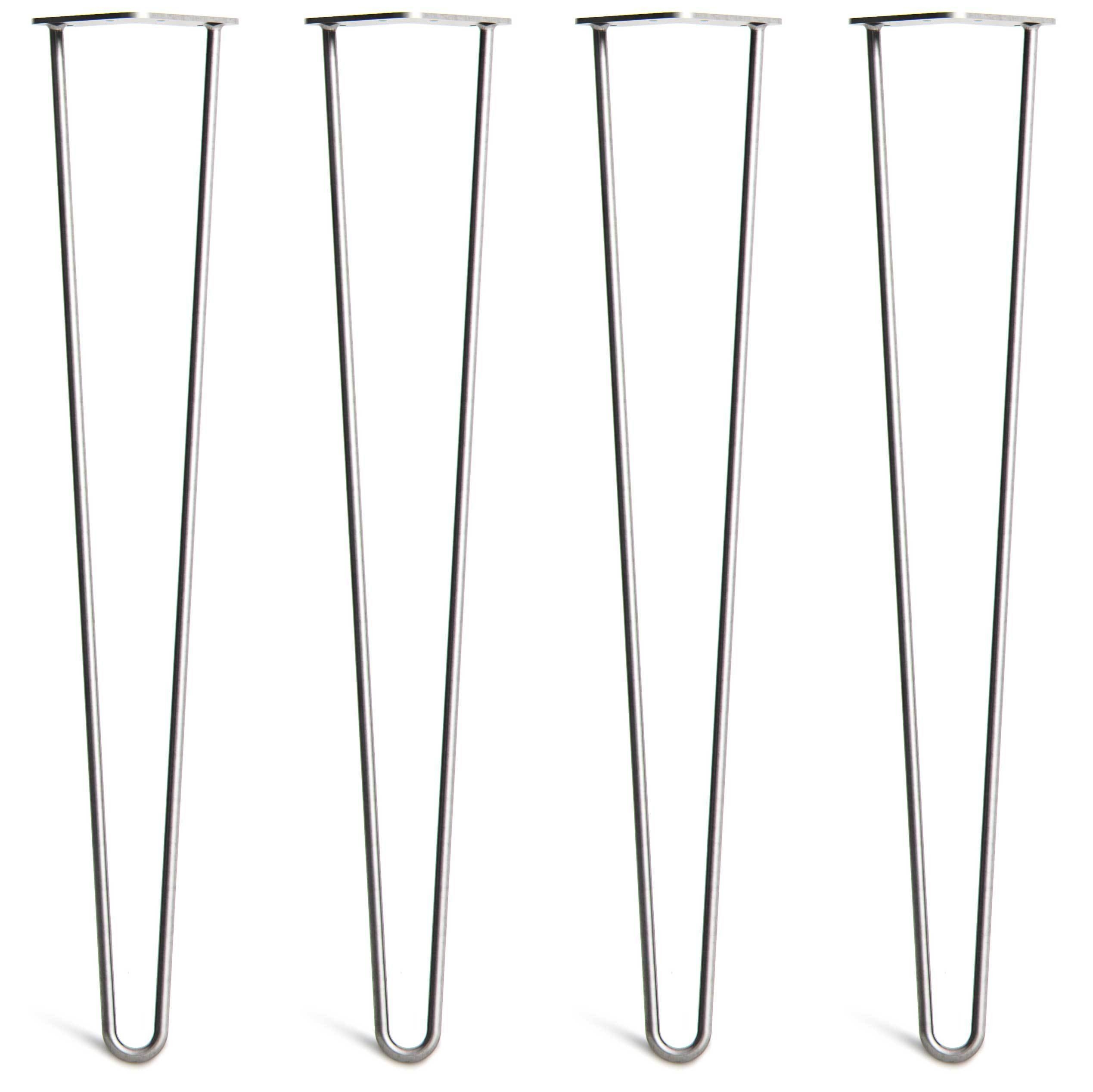 Desk & Dining Table Hairpin Legs – Steel – Dark Grey – 71cm – 2 Rod Design – Zinc – 10mm – Classic – Pack Of 4 – The Hairpin Leg Company